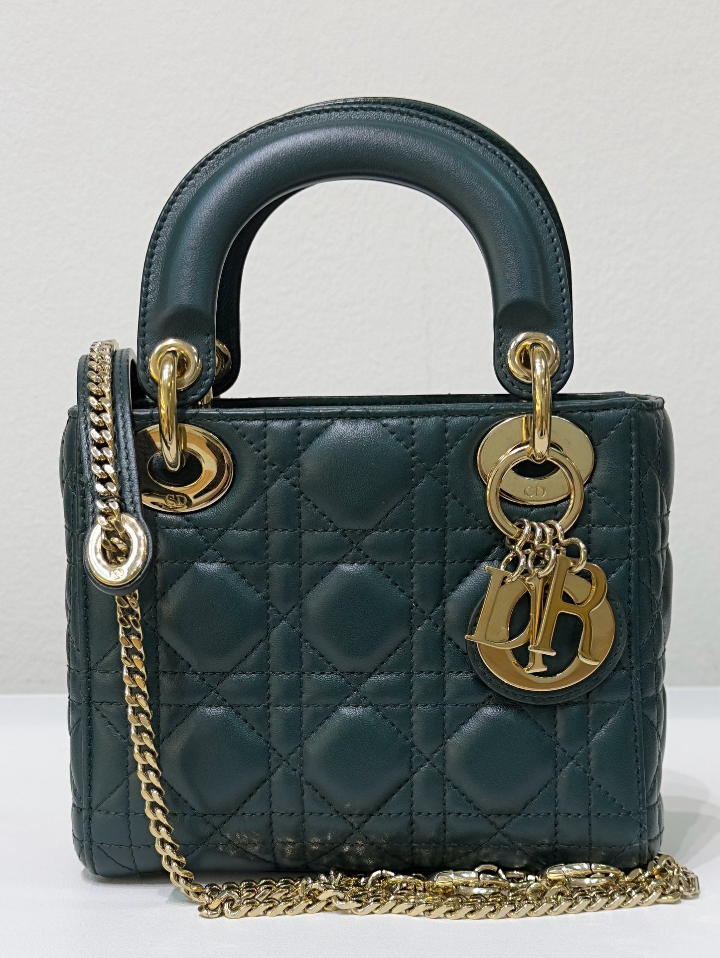 Christian Dior Mini Lambskin Cannage Lady Dior Green