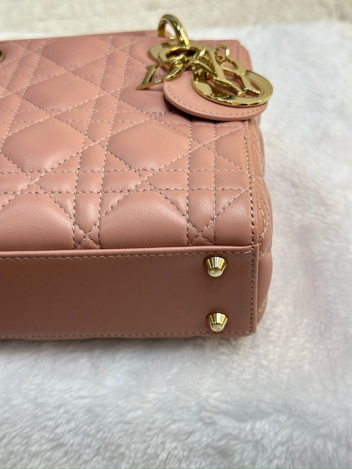 Christian Dior Mini Lambskin Cannage Lady Dior Pink GHW