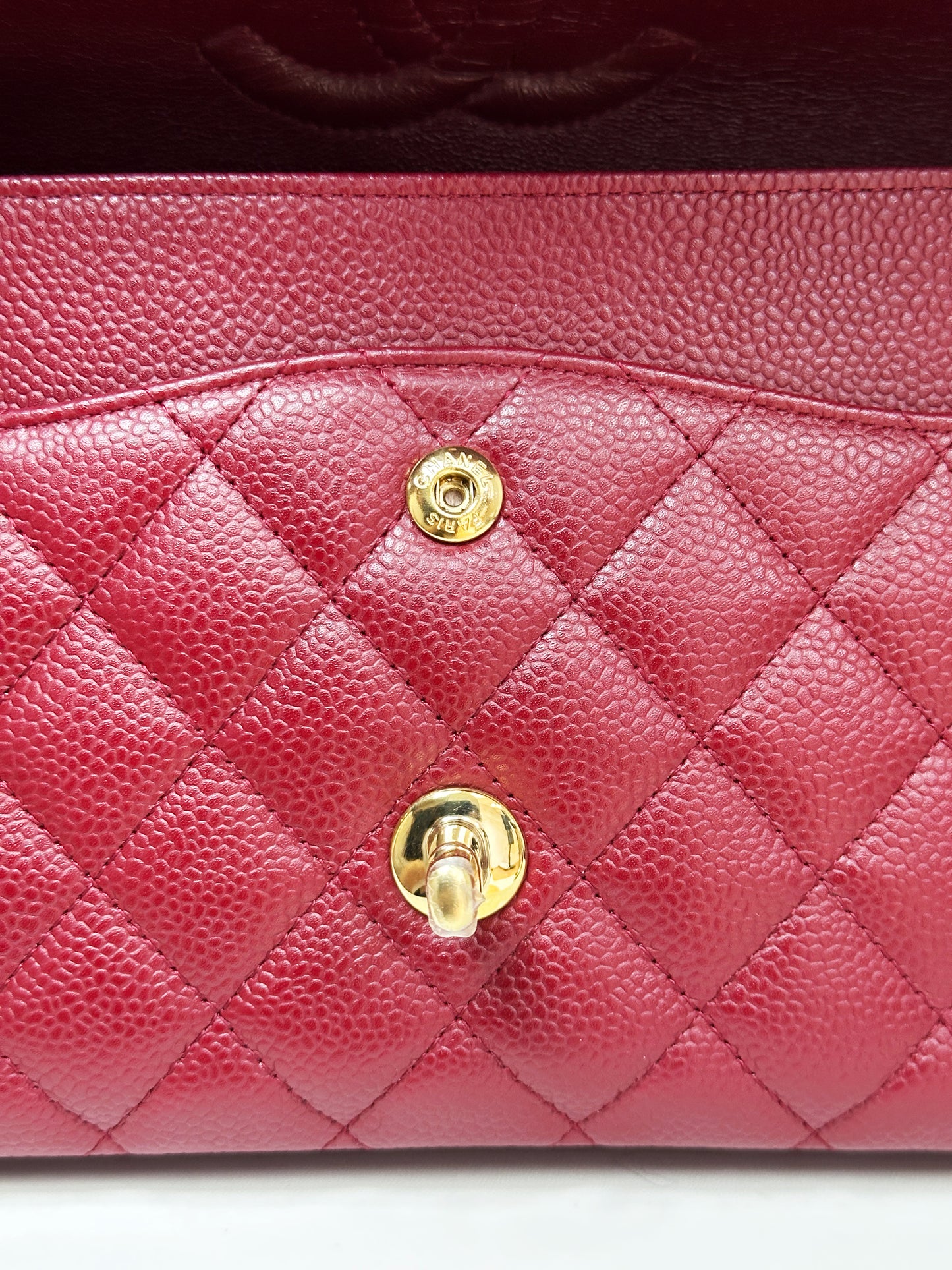 Chanel Caviar Classic Quilted Medium Double Flap Bordeaux Bag 1307 holo card