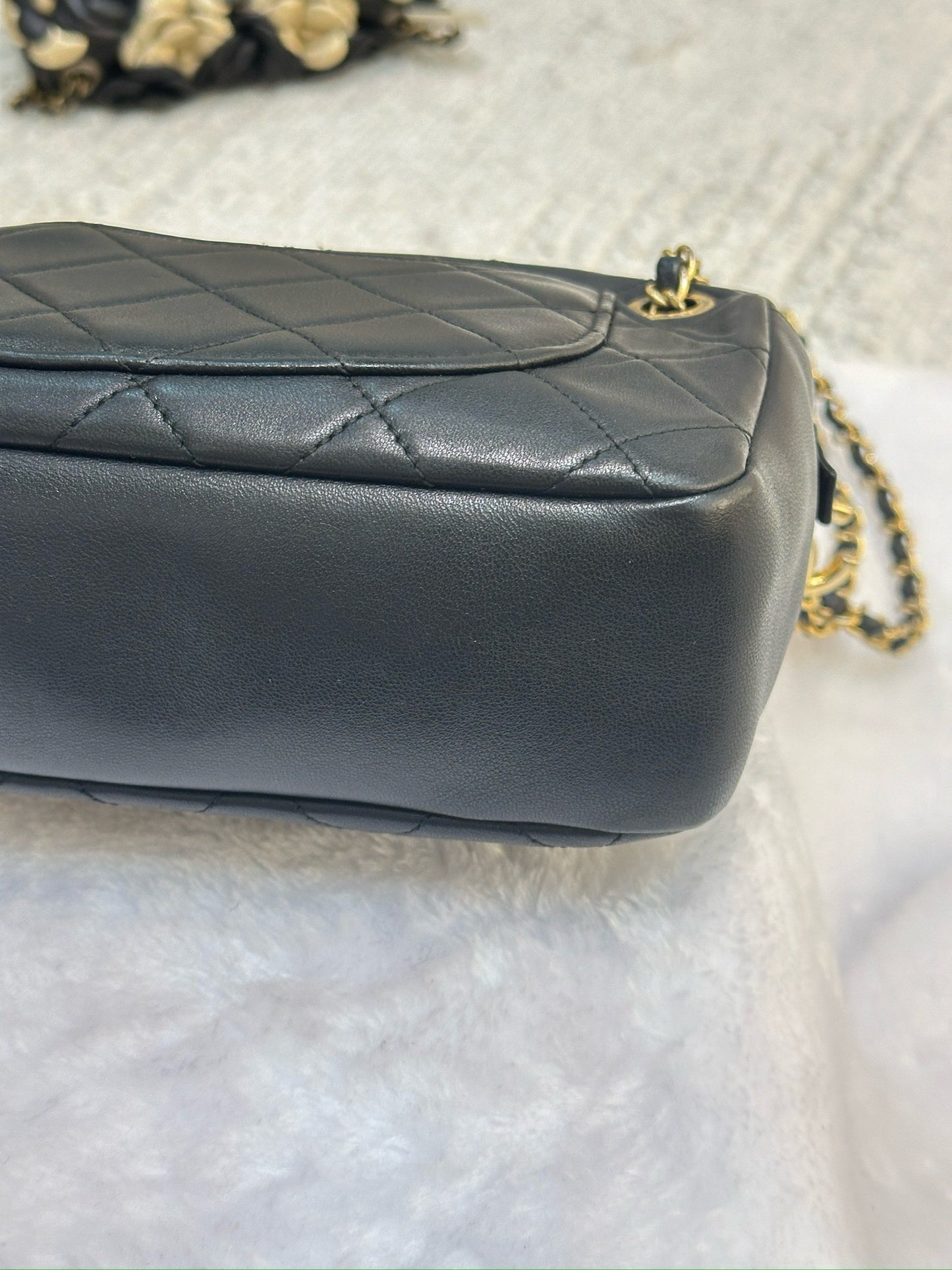 Chanel Lambskin Quilted All About Chains Camera Bag Black