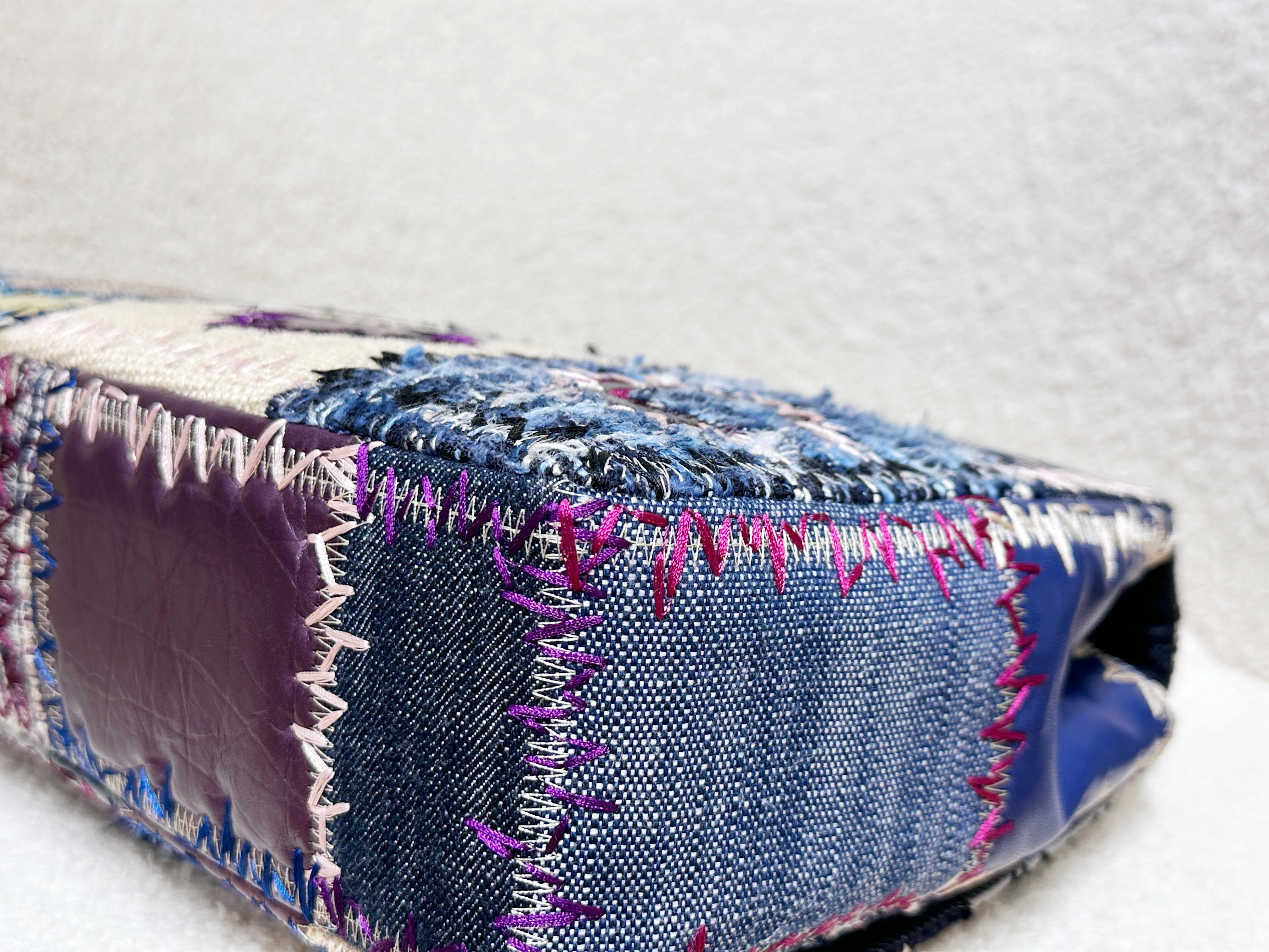 CHANEL TIMELESS PATCHWORK MULTICOLOR JUMBO SINGLE FLAP BAG 1600 holo card