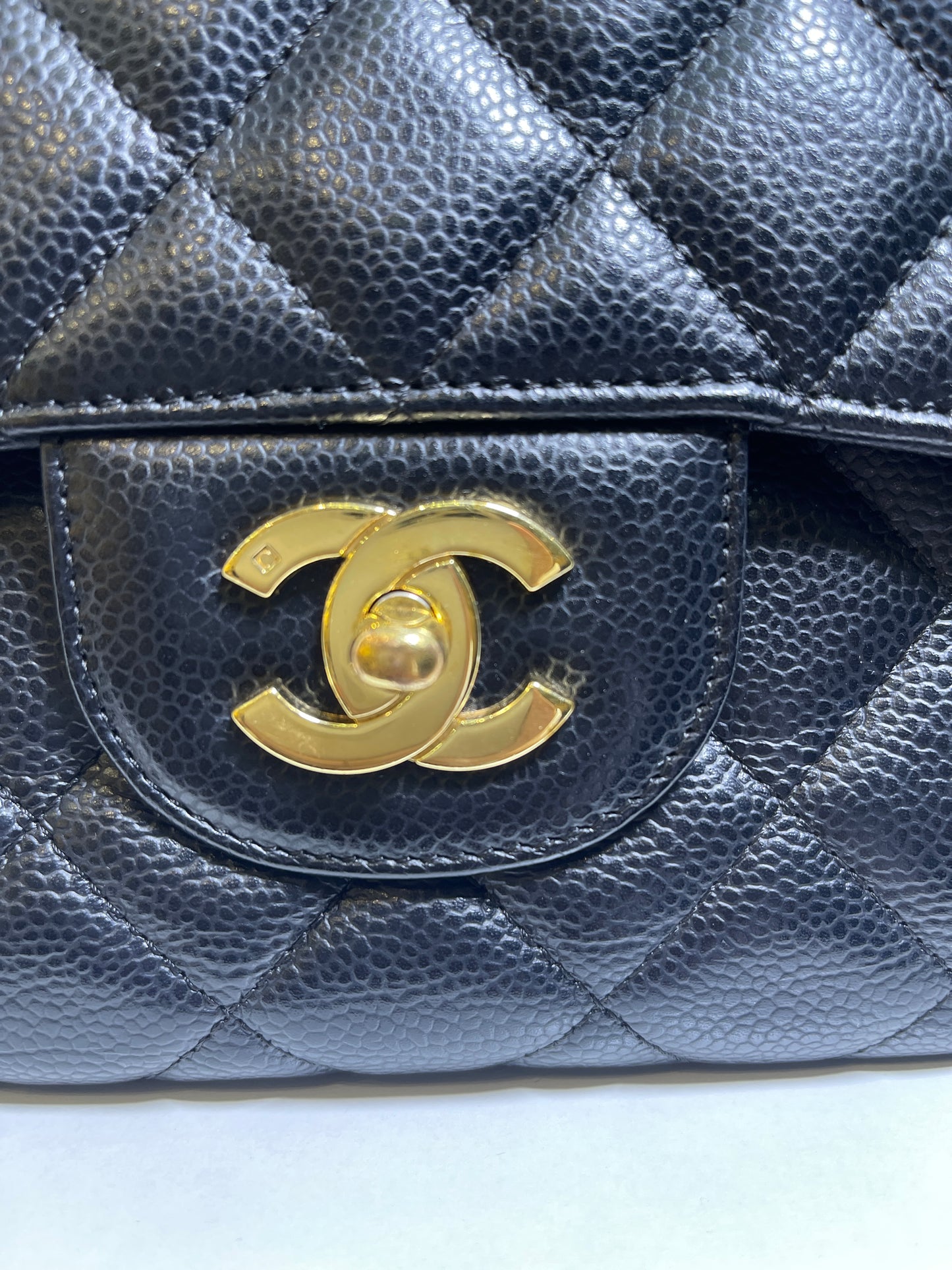 Chanel Vintage Jumbo Single Flap in Black Caviar with 24K Gold Hardware