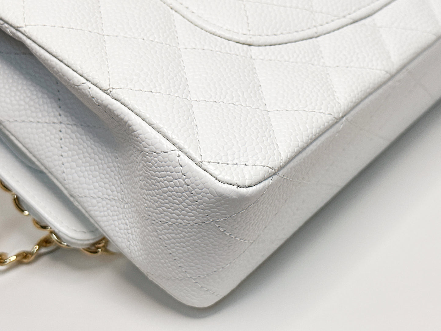 Chanel White Caviar Medium Classic Double Flap Bag 1350 holo card