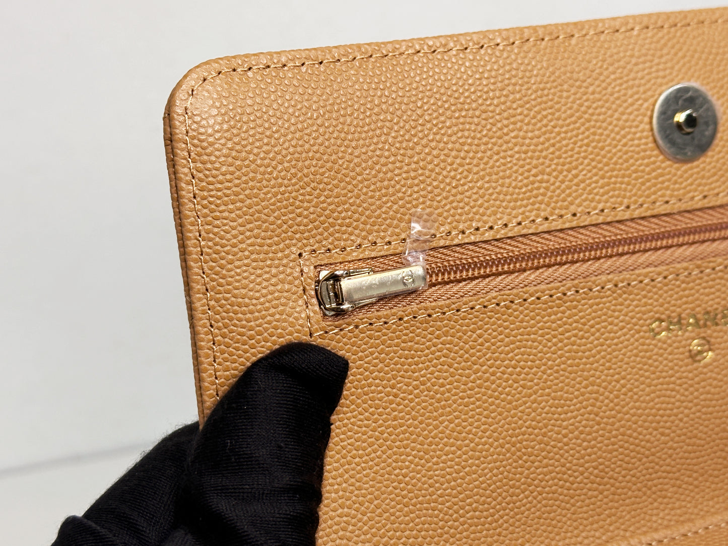 Chanel 23P Caramel Dark Beige Caviar Classic Quilted Wallet on chain LGHW UK27 microchip