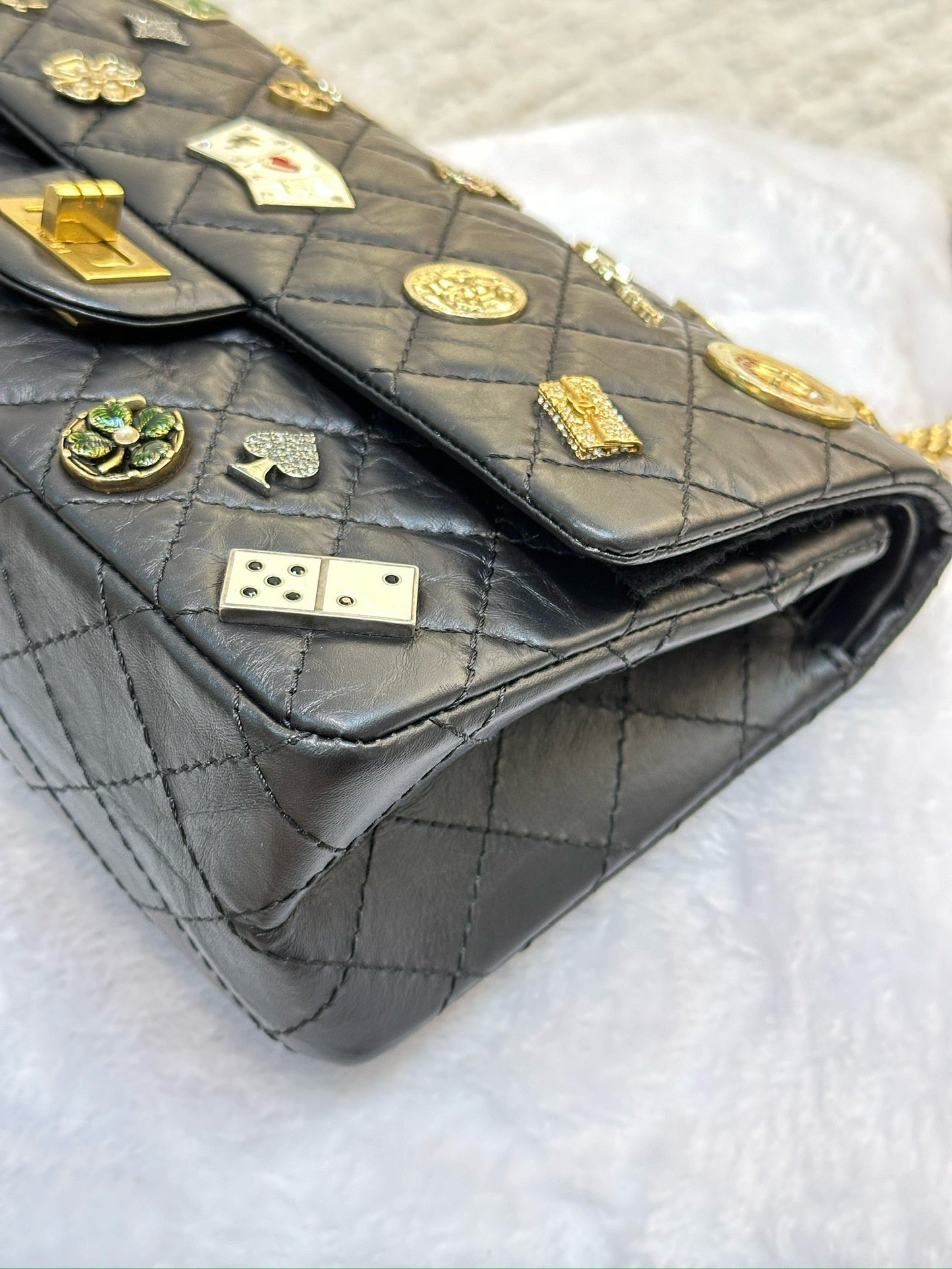 Chanel Small 2.55 Reissue Aged Calfskin Lucky Charms 225 Flap Black