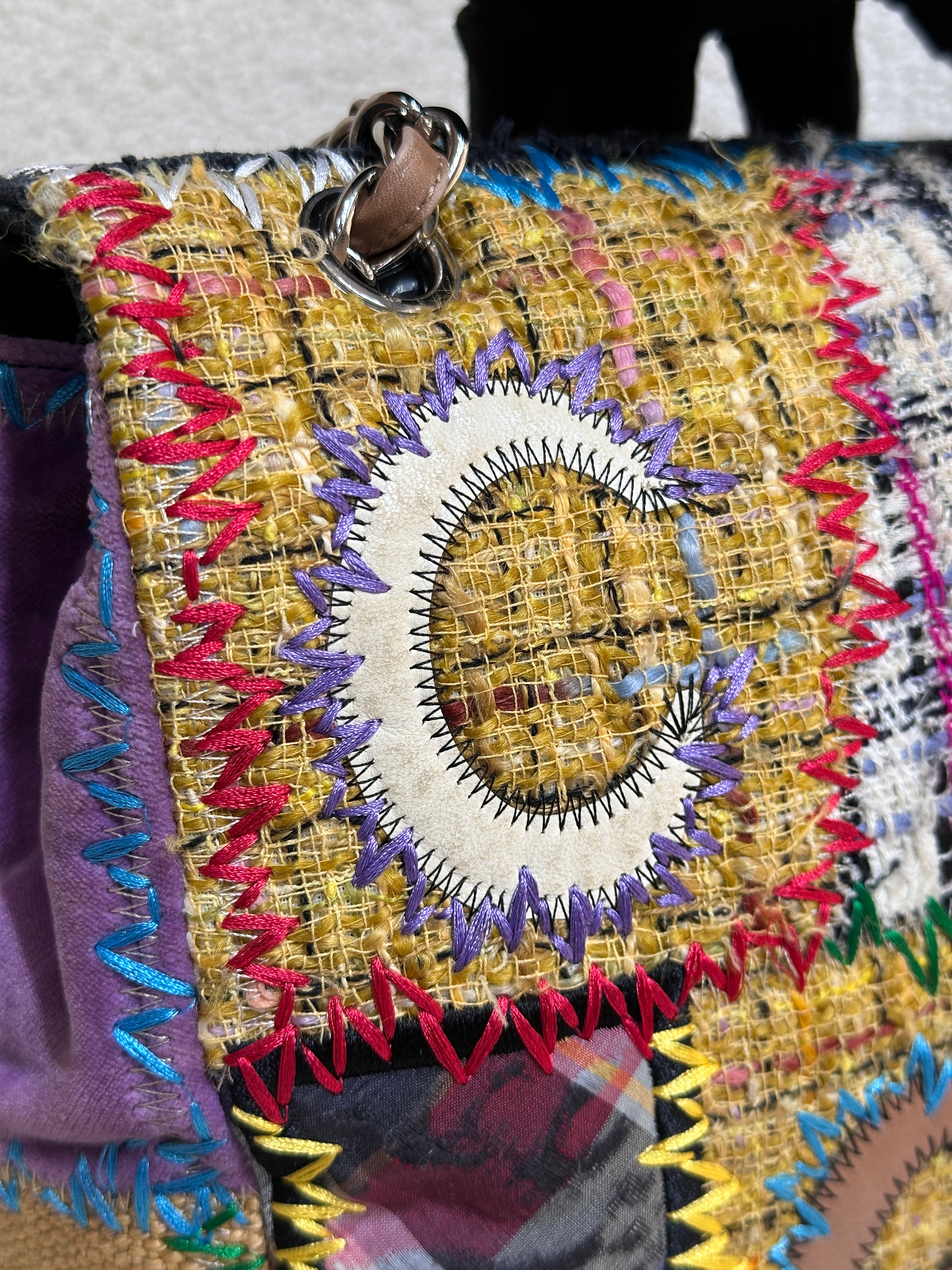 CHANEL TIMELESS PATCHWORK MULTICOLOR JUMBO SINGLE FLAP BAG 1443 holo card