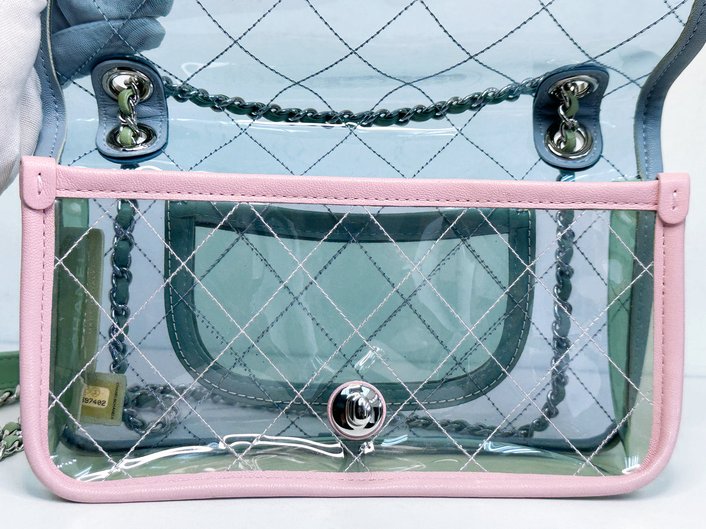Chanel Coco Splash PVC Mini Flap Bag Blue/Green/Pink 2569 holo