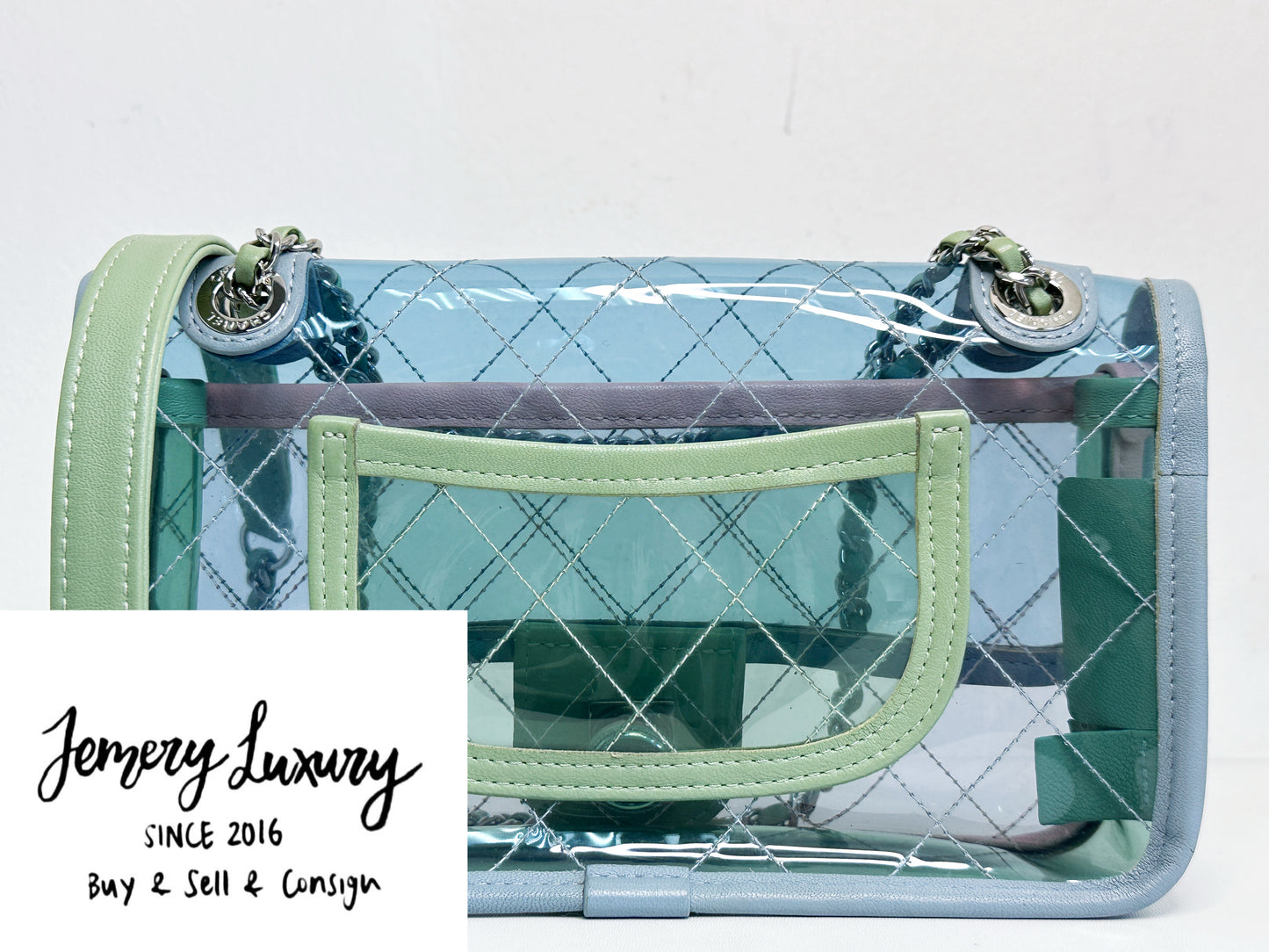 Chanel Coco Splash PVC Mini Flap Bag Blue/Green/Pink 2569 holo
