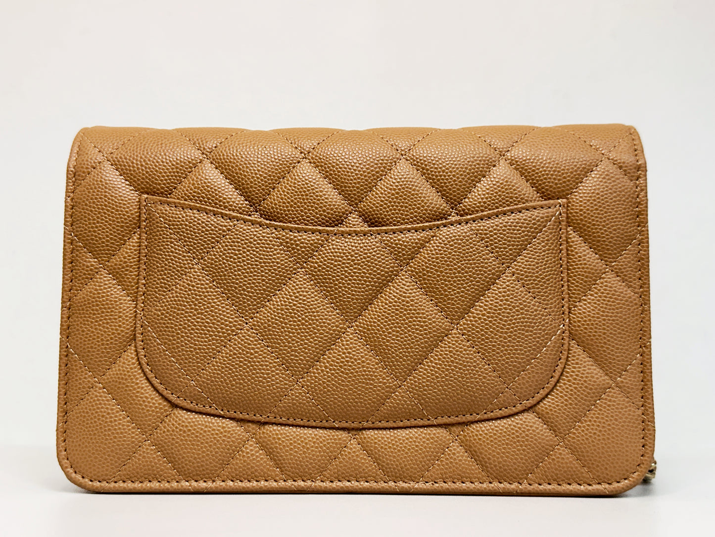 Chanel 23P Caramel Dark Beige Caviar Classic Quilted Wallet on chain LGHW UK27 microchip