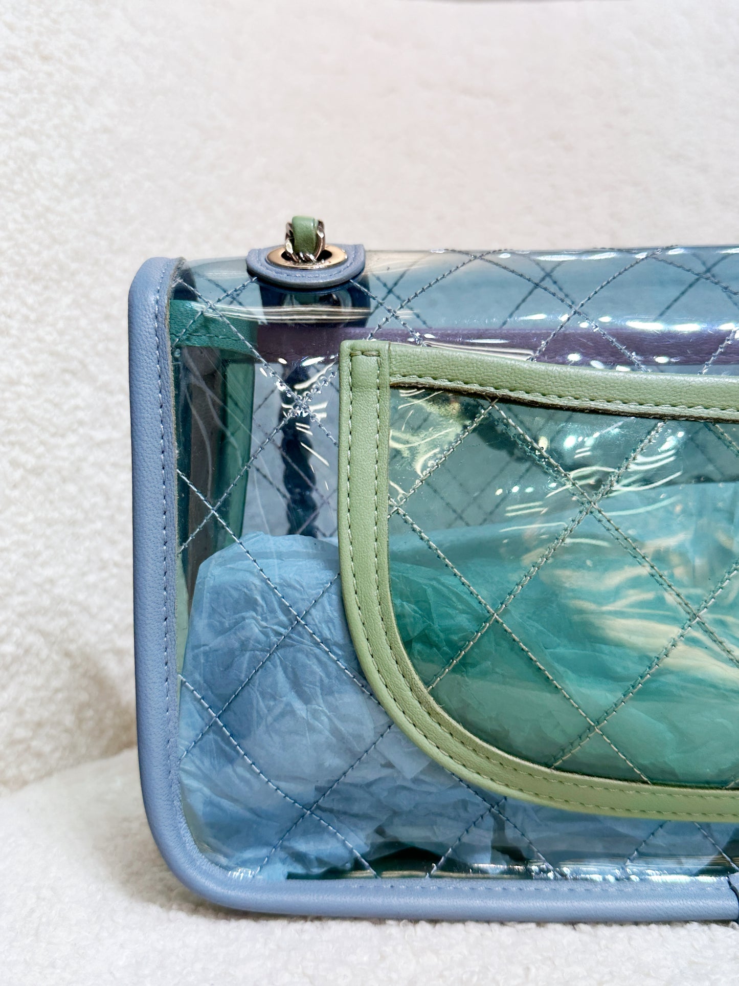 Chanel Coco Splash PVC Medium Flap Bag Blue/Green/Pink 2562 holo
