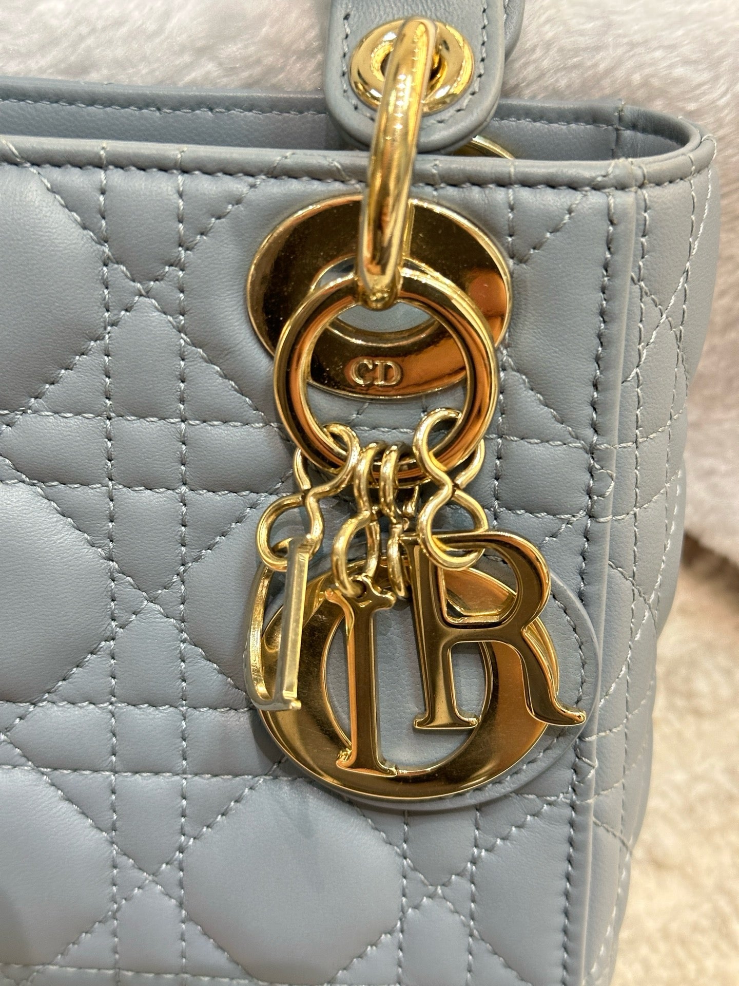 Christian Dior Mini Lambskin Cannage Lady Dior Sky Blue