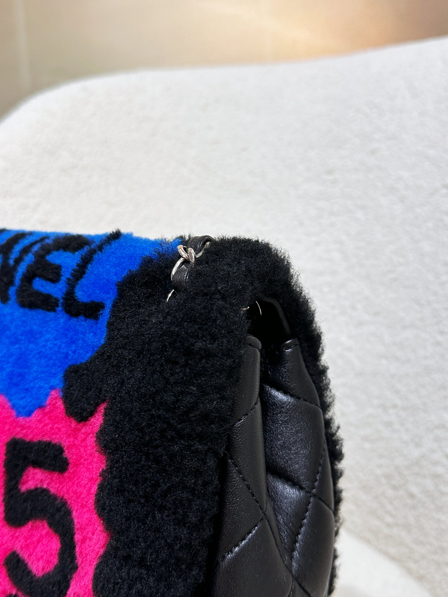 Chanel Jumbo Classic Flap  Maxi Pop Art No. 5 Caption Comic Lambskin Black Multicolor Bag 2030 holo