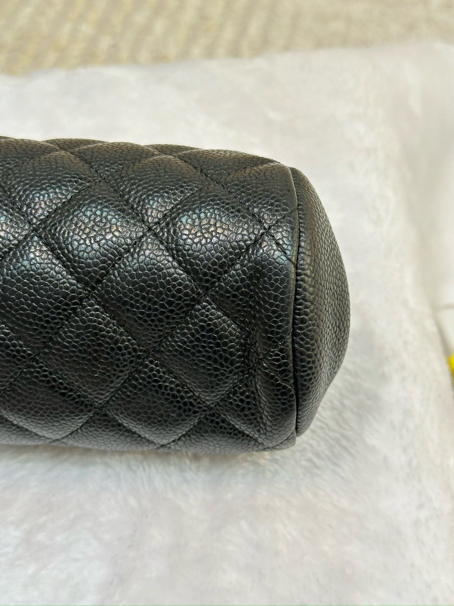 Chanel Quilted Timeless Kisslock Clutch Black Caviar SHW 1890 holo