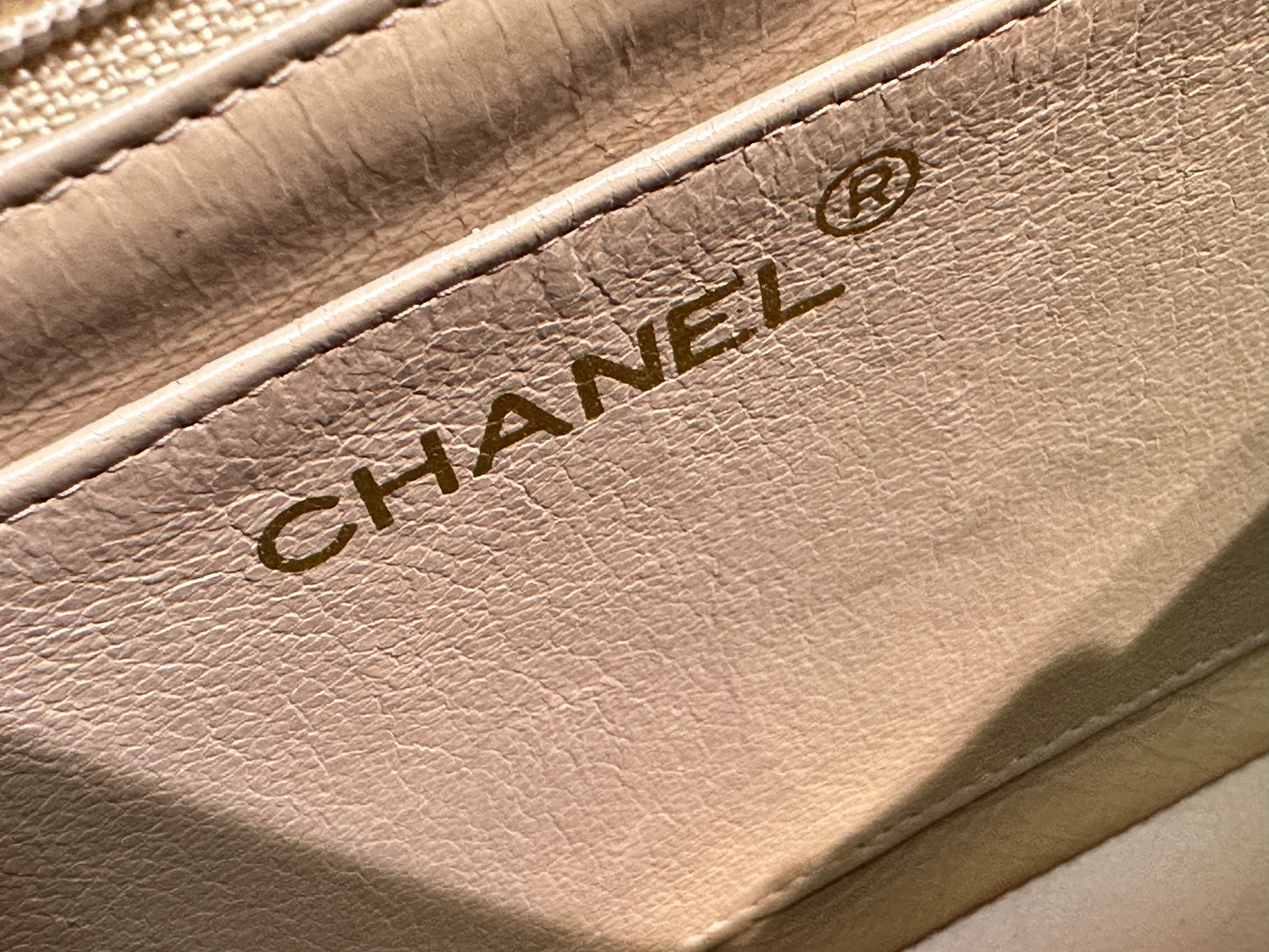 Chanel Medium Vintage Diana Flap Bag Beige Caviar Gold Hardware