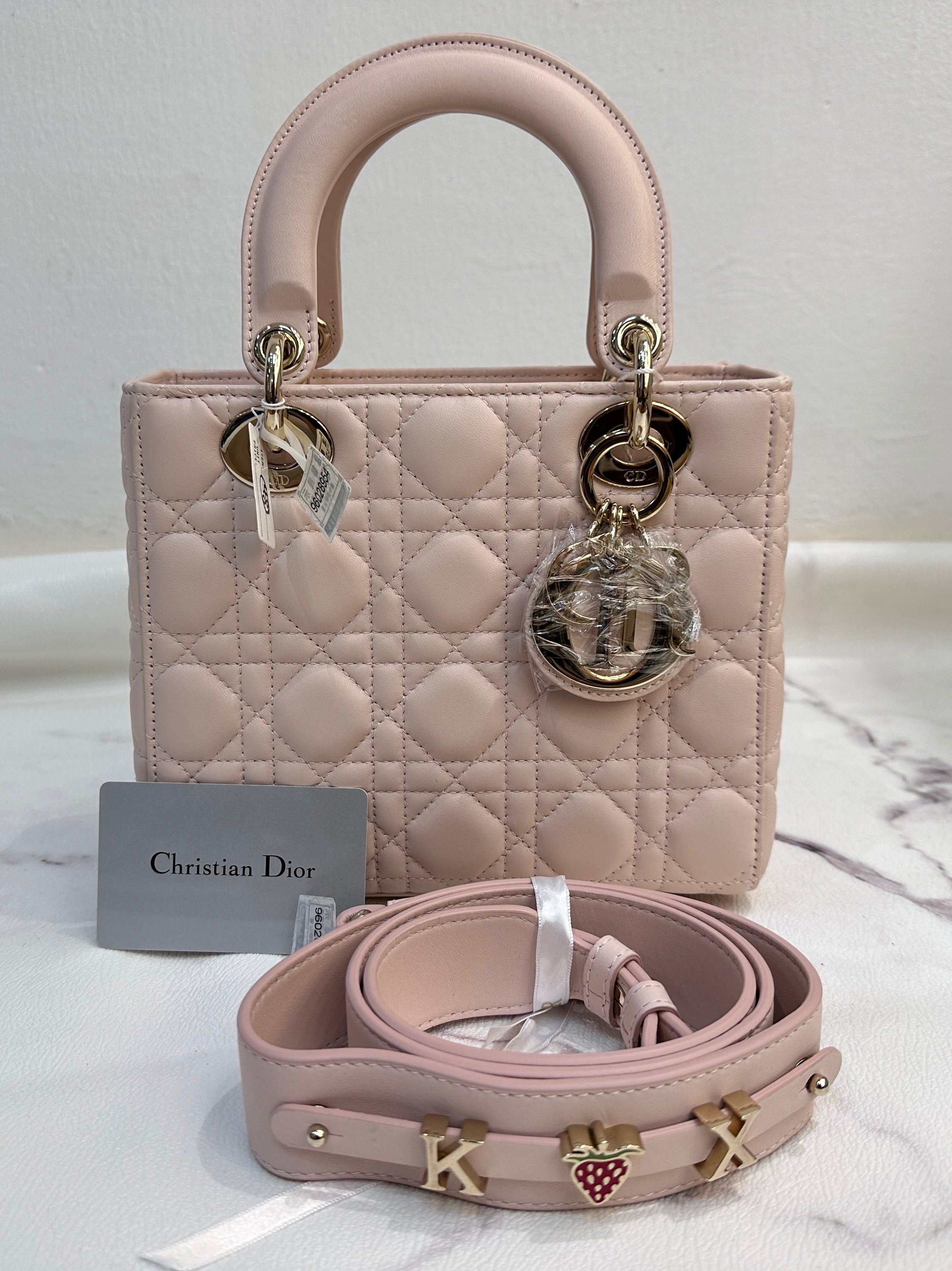 DIOR Lambskin Cannage Small Lucky Badges My Lady Dior Pink Jemeryluxury