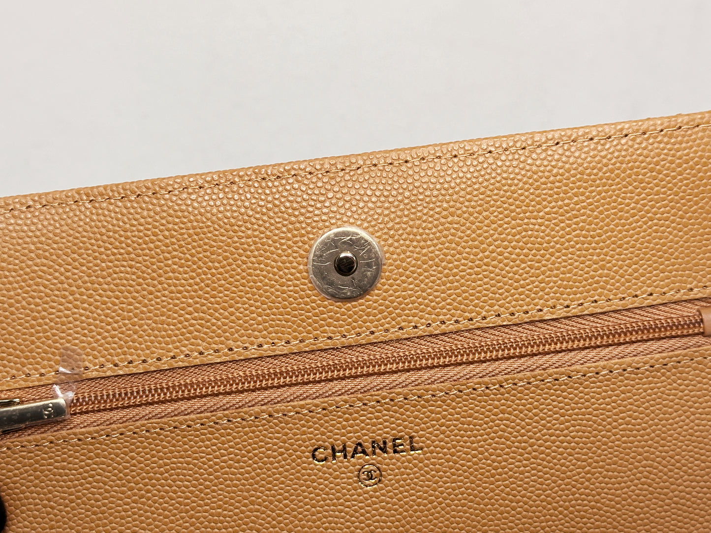 Chanel 23P Caramel Dark Beige Caviar Classic Quilted Wallet on chain LGHW UK27 microchip