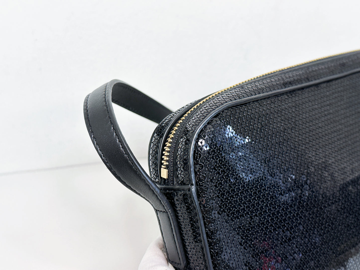 CELINE Camera shoulder bag leather Triomphe in sequins with Celine