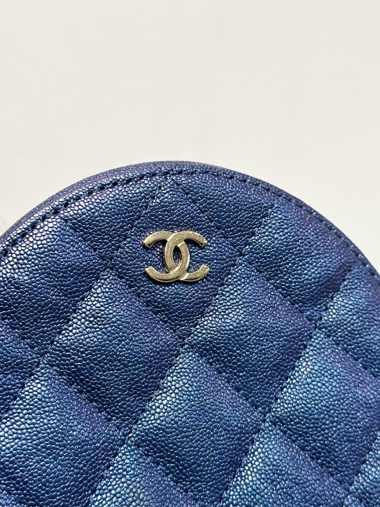 Chanel Matelasse Classic Chain Shoulder Bag Blue 2798 holo card