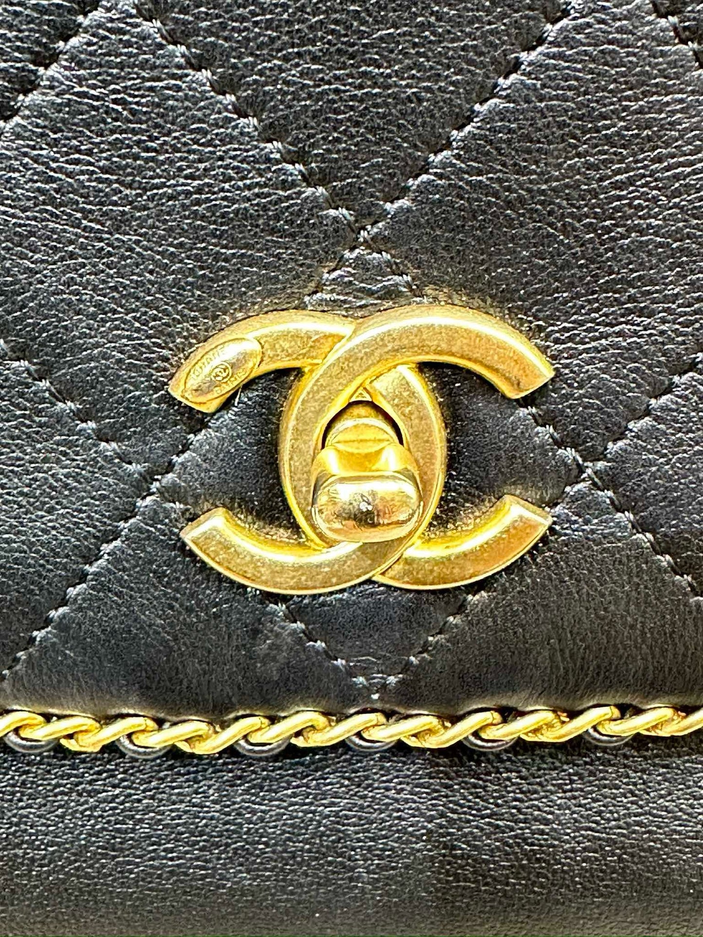 Chanel Small Black Quilted Calfskin Chain Around Single Flap GHW 2021year