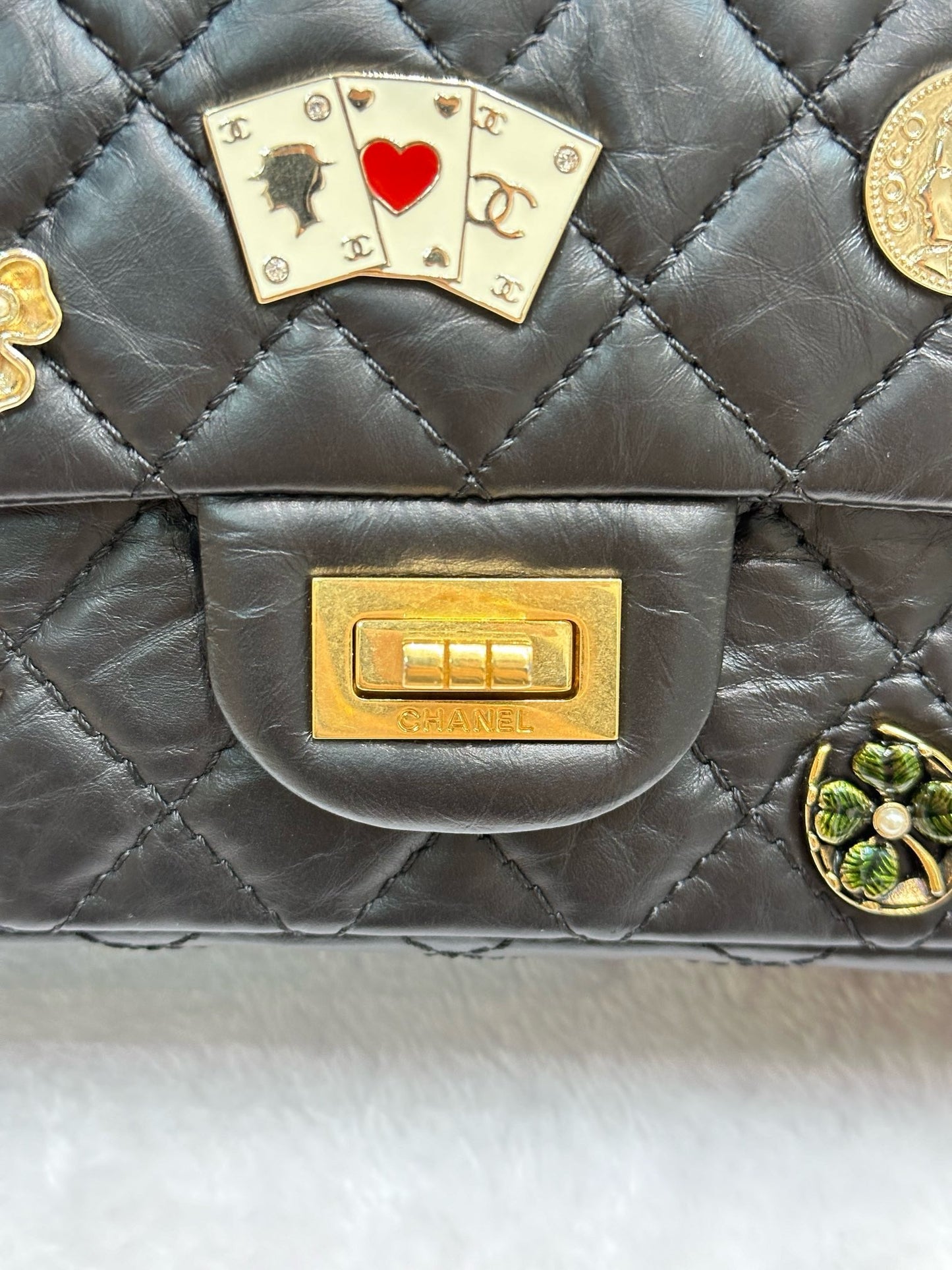 Chanel Small 2.55 Reissue Aged Calfskin Lucky Charms 225 Flap Black