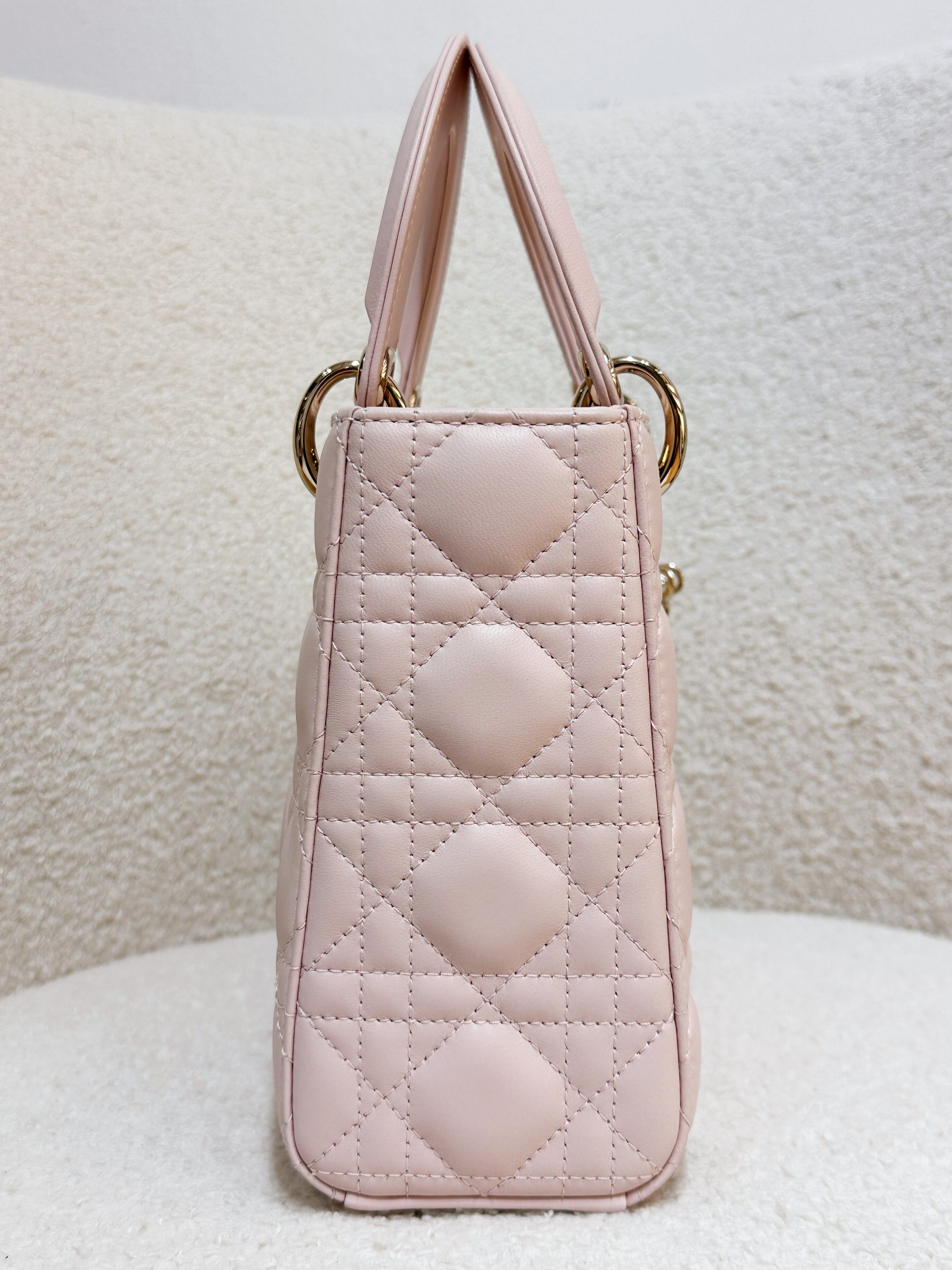 Christian Dior Small Lady Dior My ABCDior Bag Powder Pink Cannage Lambskin