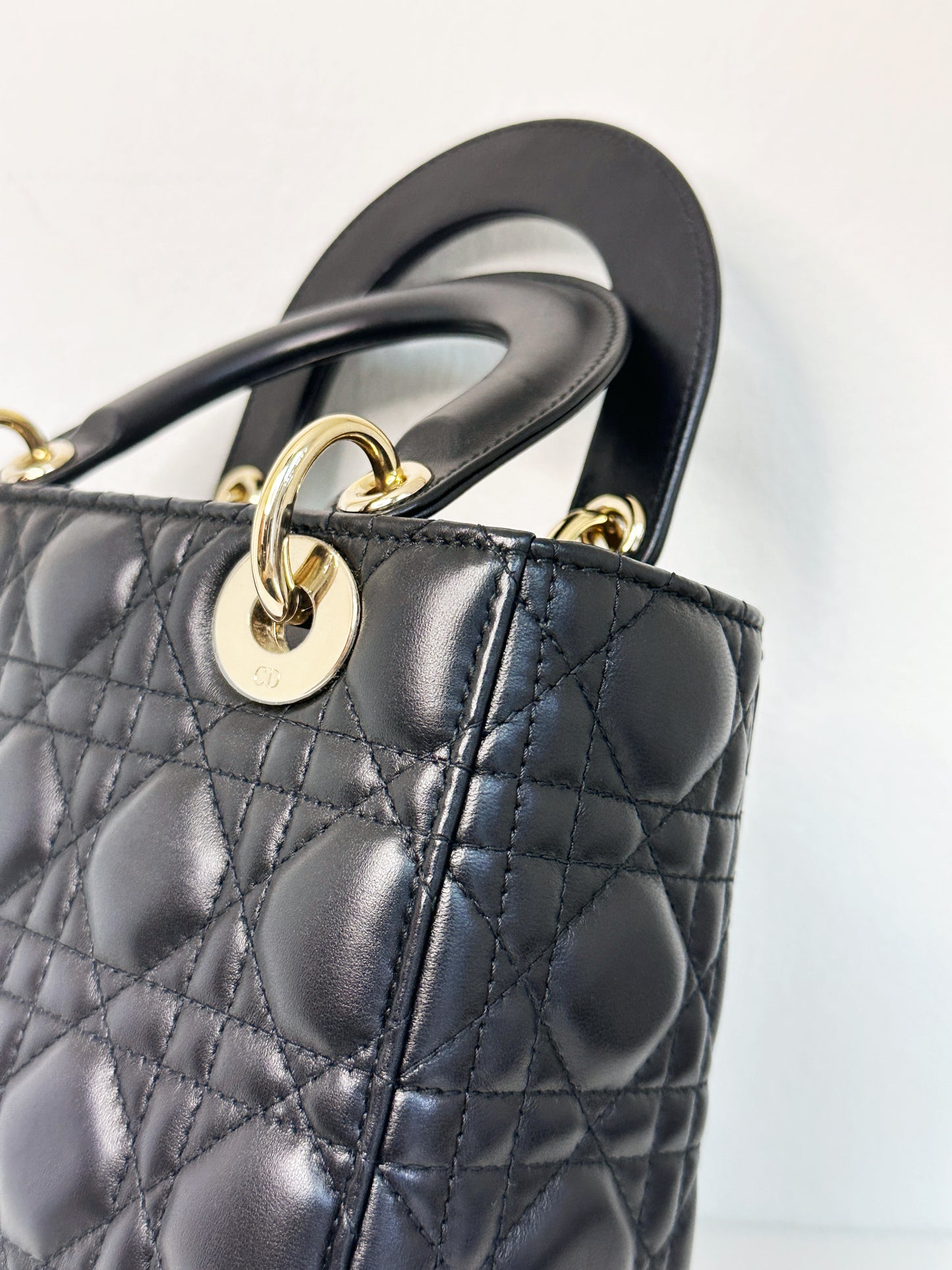 CHRISTIAN DIOR Lambskin Cannage Small My ABCDior Lady Dior Black GHW