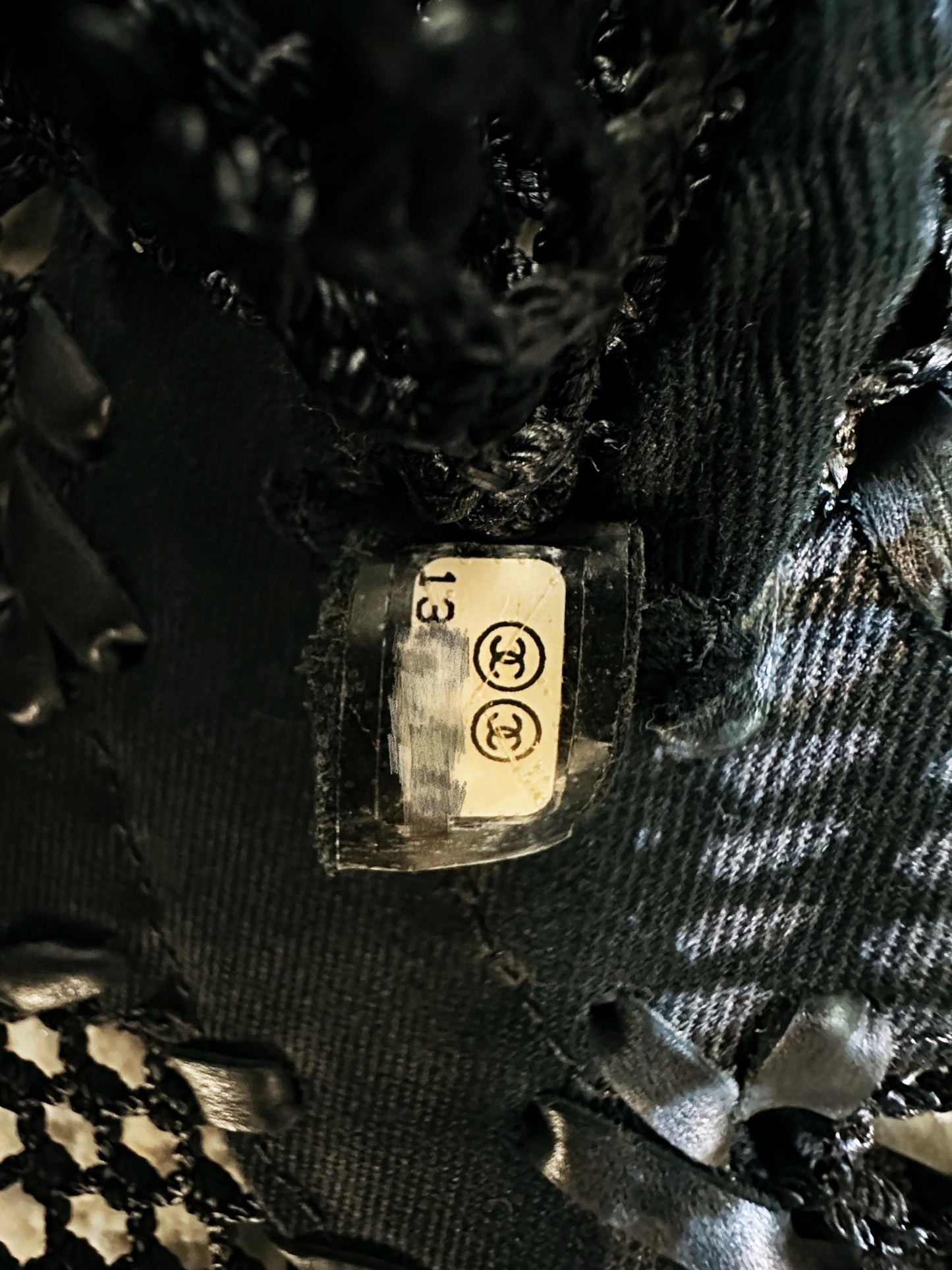 Chanel Limited Edition Resort 2011 Black Fringe Mesh Tote Bag 1373 holo card