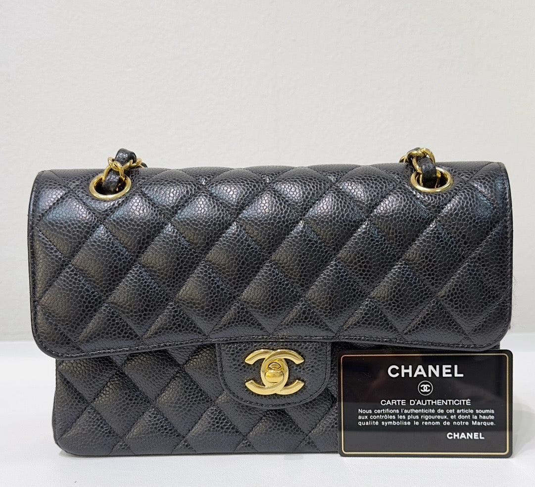 Chanel Small Classic Quilted Caviar Double Flap Bag Black