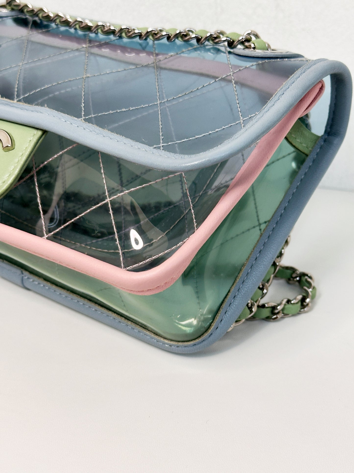 Chanel Coco Splash PVC Mini Flap Bag Blue/Pink/Green 2582 holo