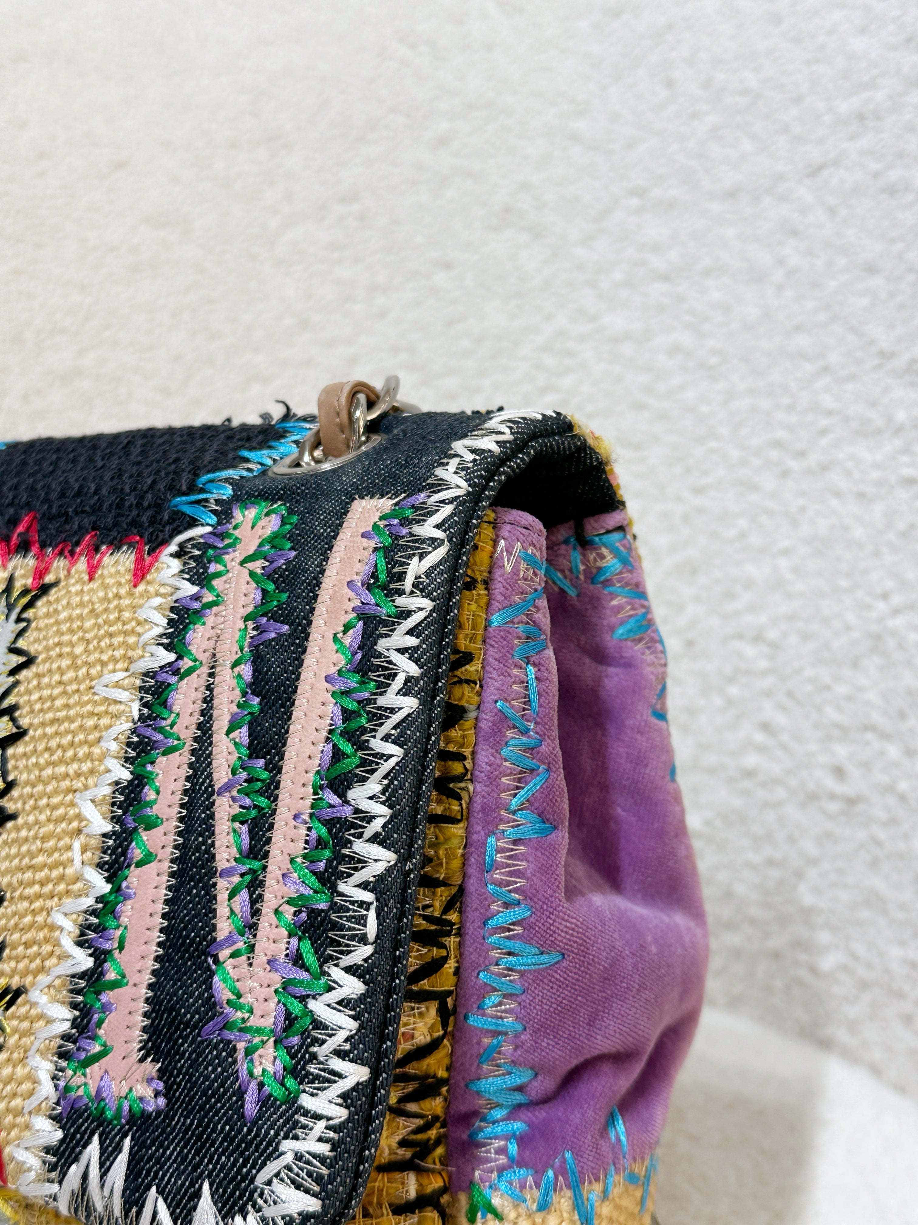 CHANEL TIMELESS PATCHWORK MULTICOLOR JUMBO SINGLE FLAP BAG 1443 holo card