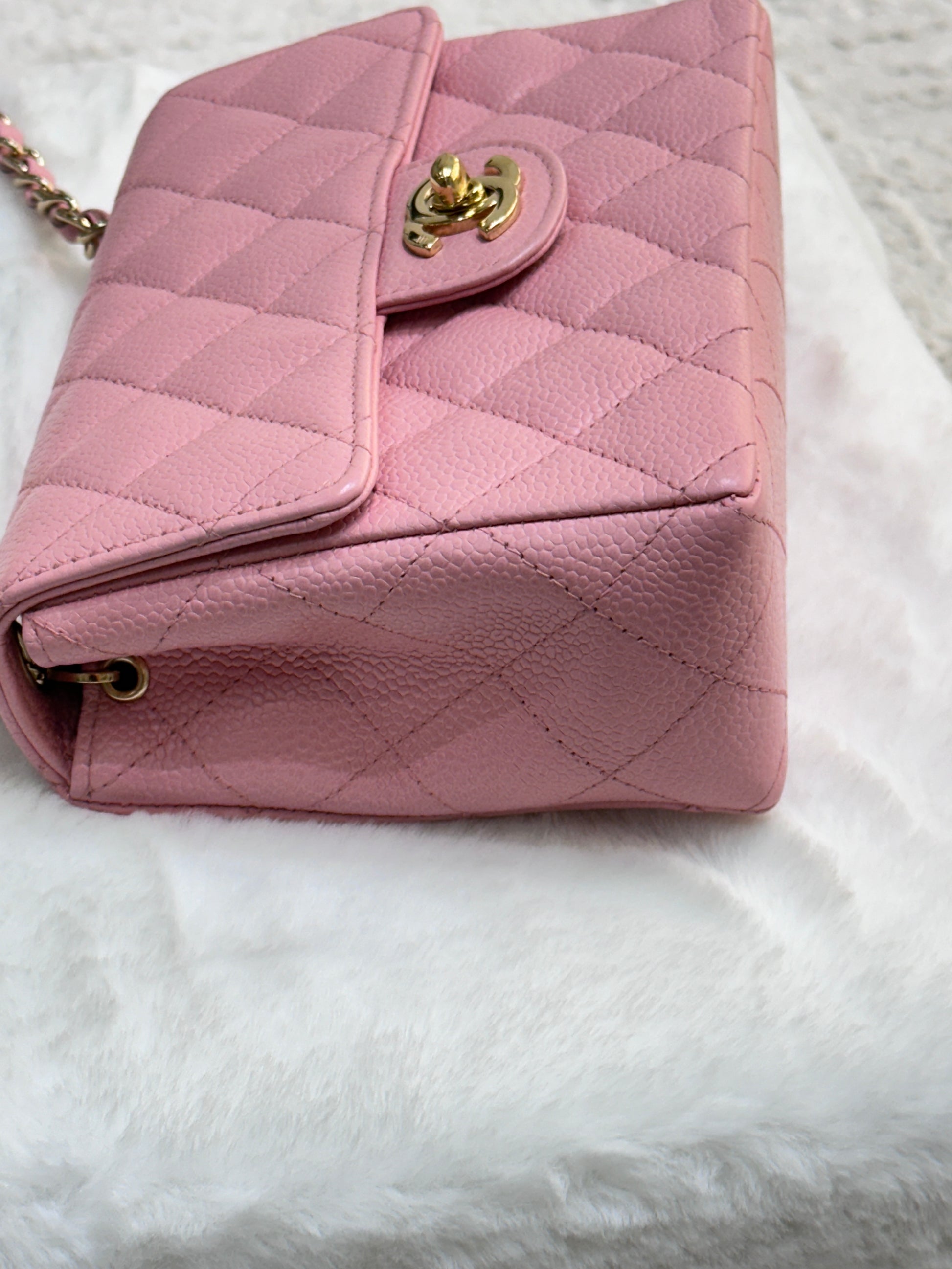 Chanel Mini Square Classic Caviar Flap Body lightly touched