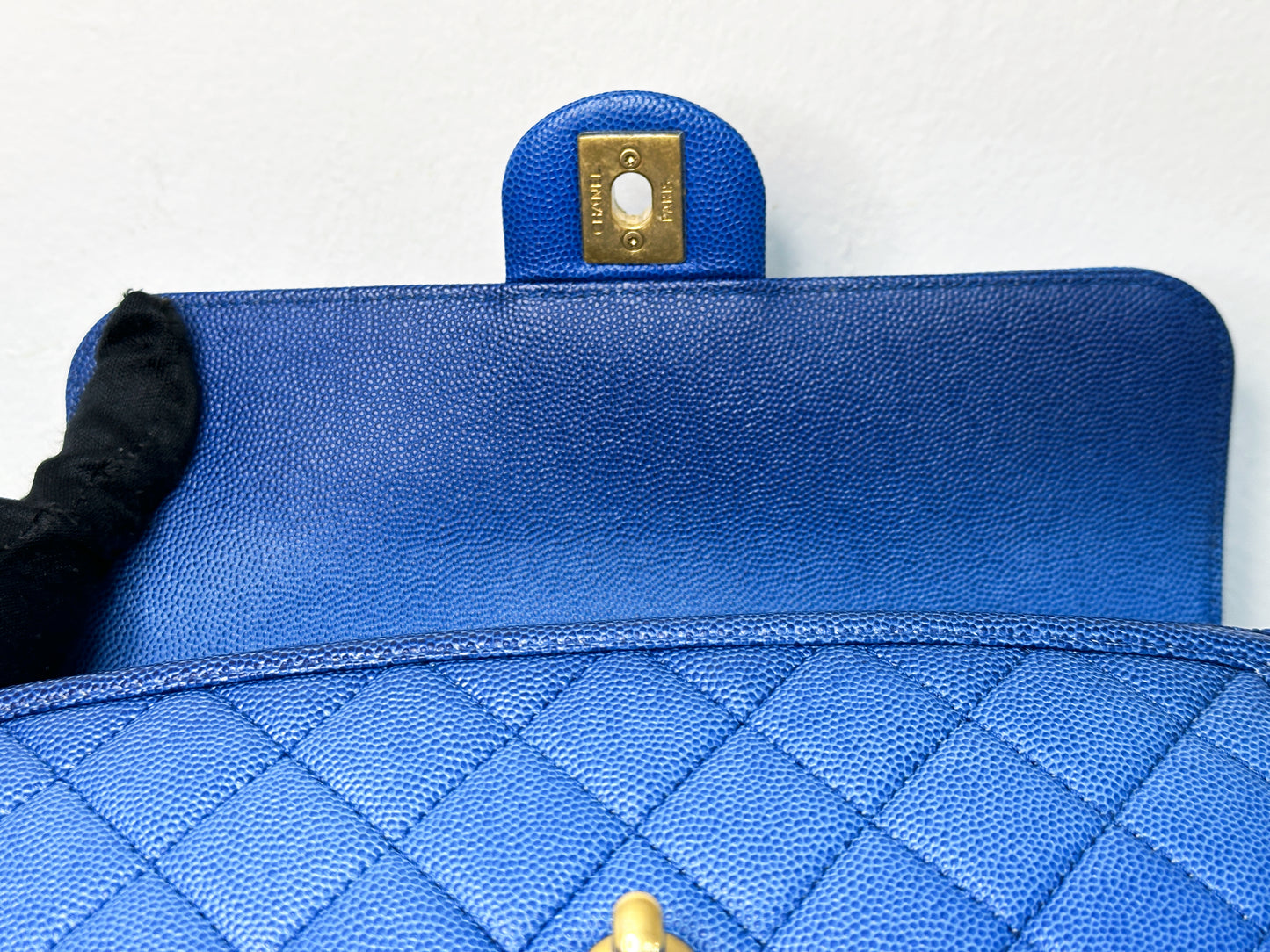 CHANEL Caviar Quilted Small Sunset On The Sea Flap Blue 2721 holo card
