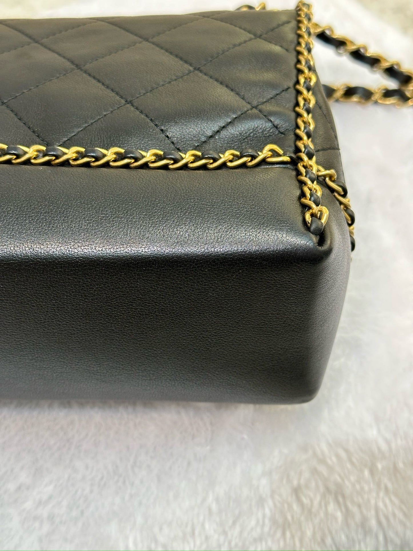 Chanel Small Black Quilted Calfskin Chain Around Single Flap GHW 2021year