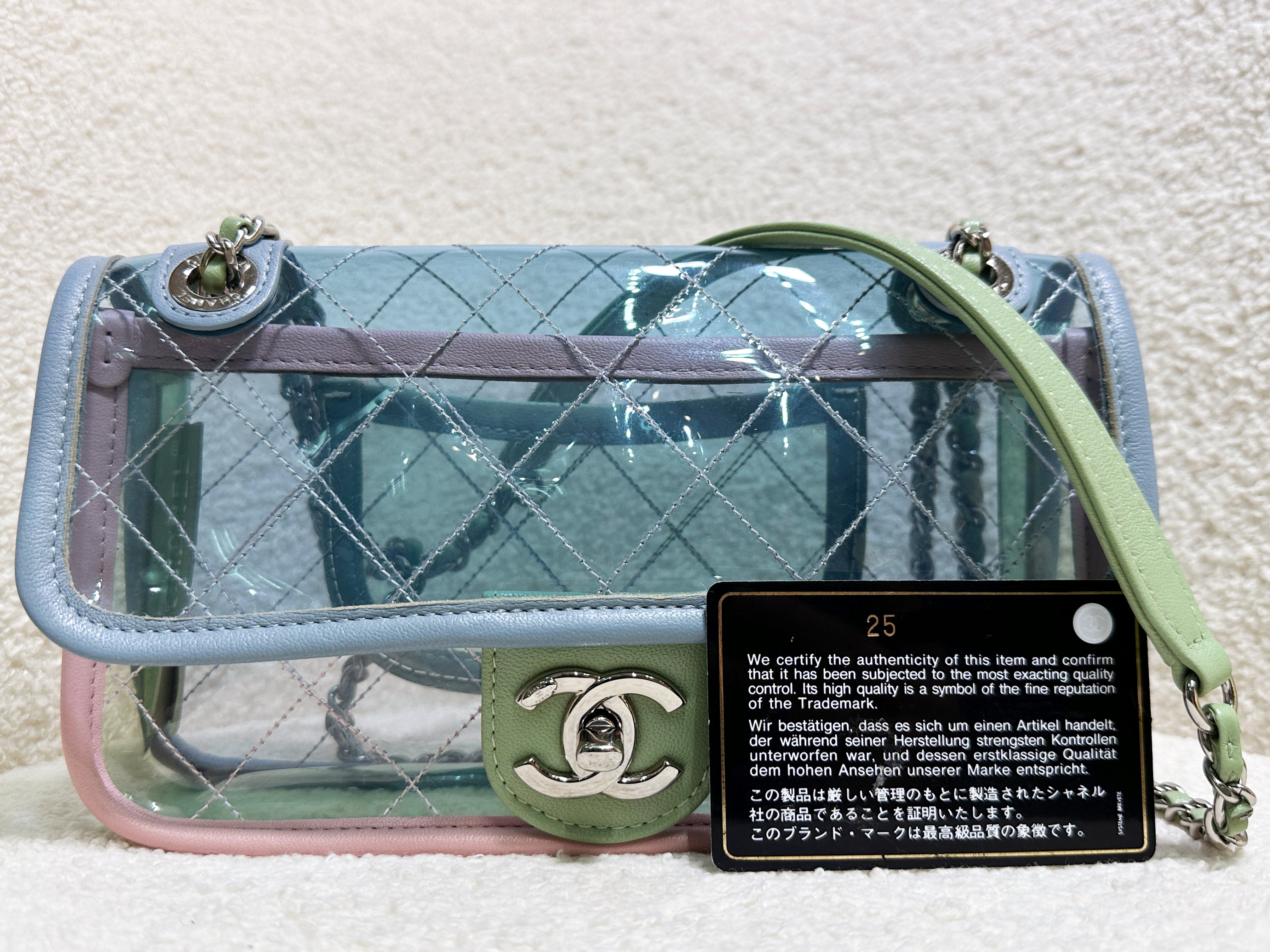 Chanel Coco Splash PVC Mini Flap Bag Blue/Pink/Green 25 holo