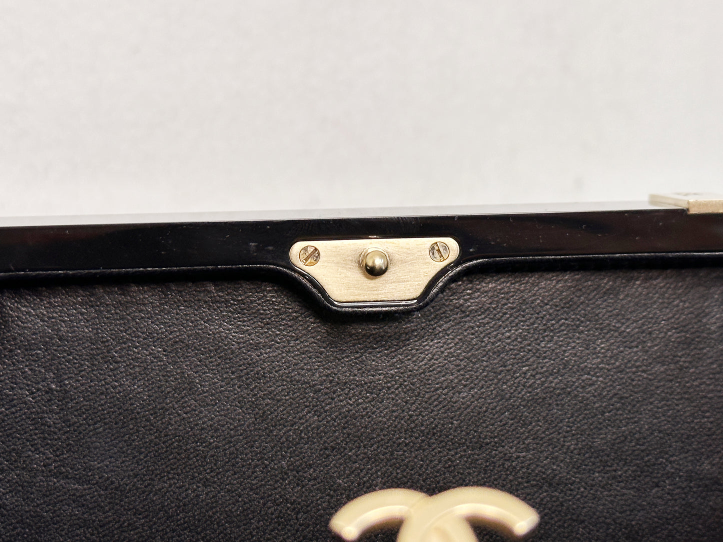 Chanel Plexiglass Gift Box Clutch Black 2327 holo card