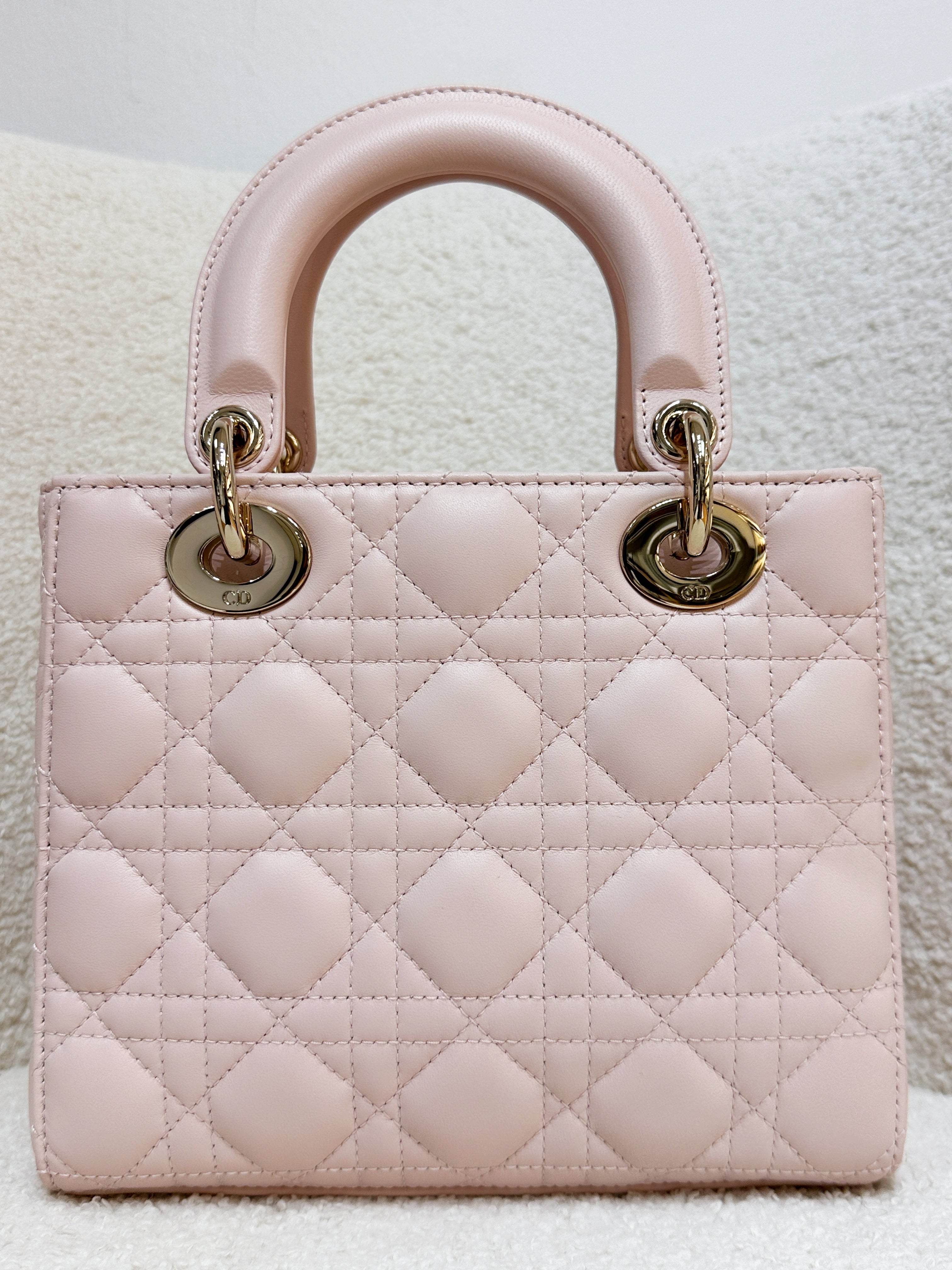 Christian Dior Small Lady Dior My ABCDior Bag Powder Pink Cannage Lambskin