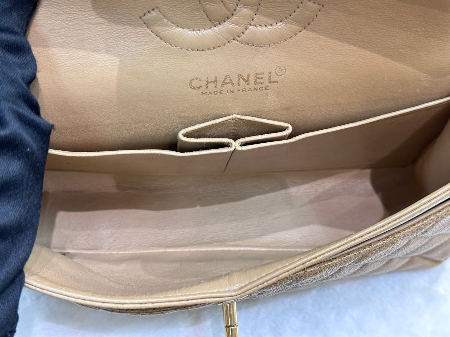 Chanel Small Caviar Quilted Double Flap Bag Beige