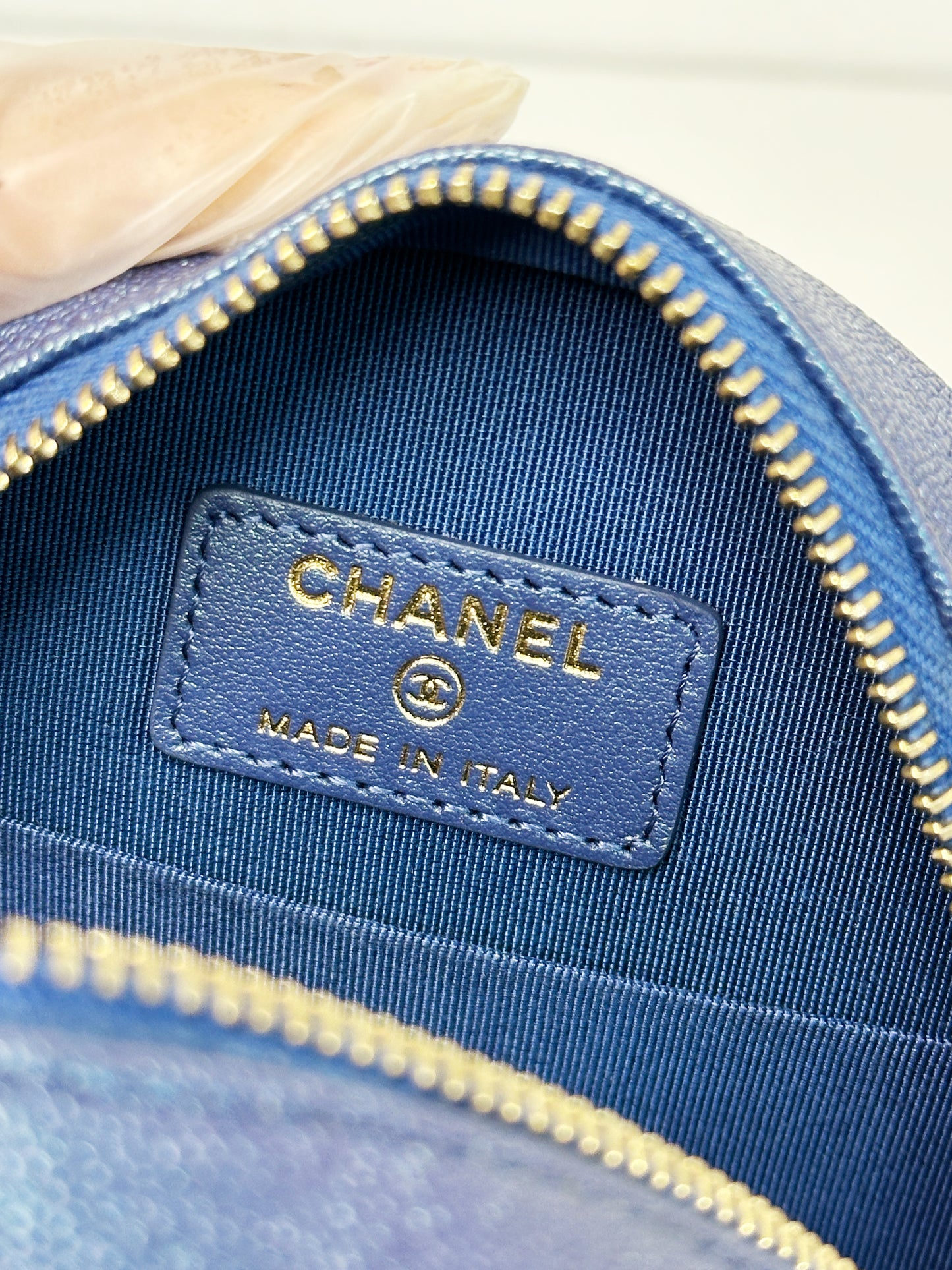 Chanel Matelasse Classic Chain Shoulder Bag Blue 2798 holo card
