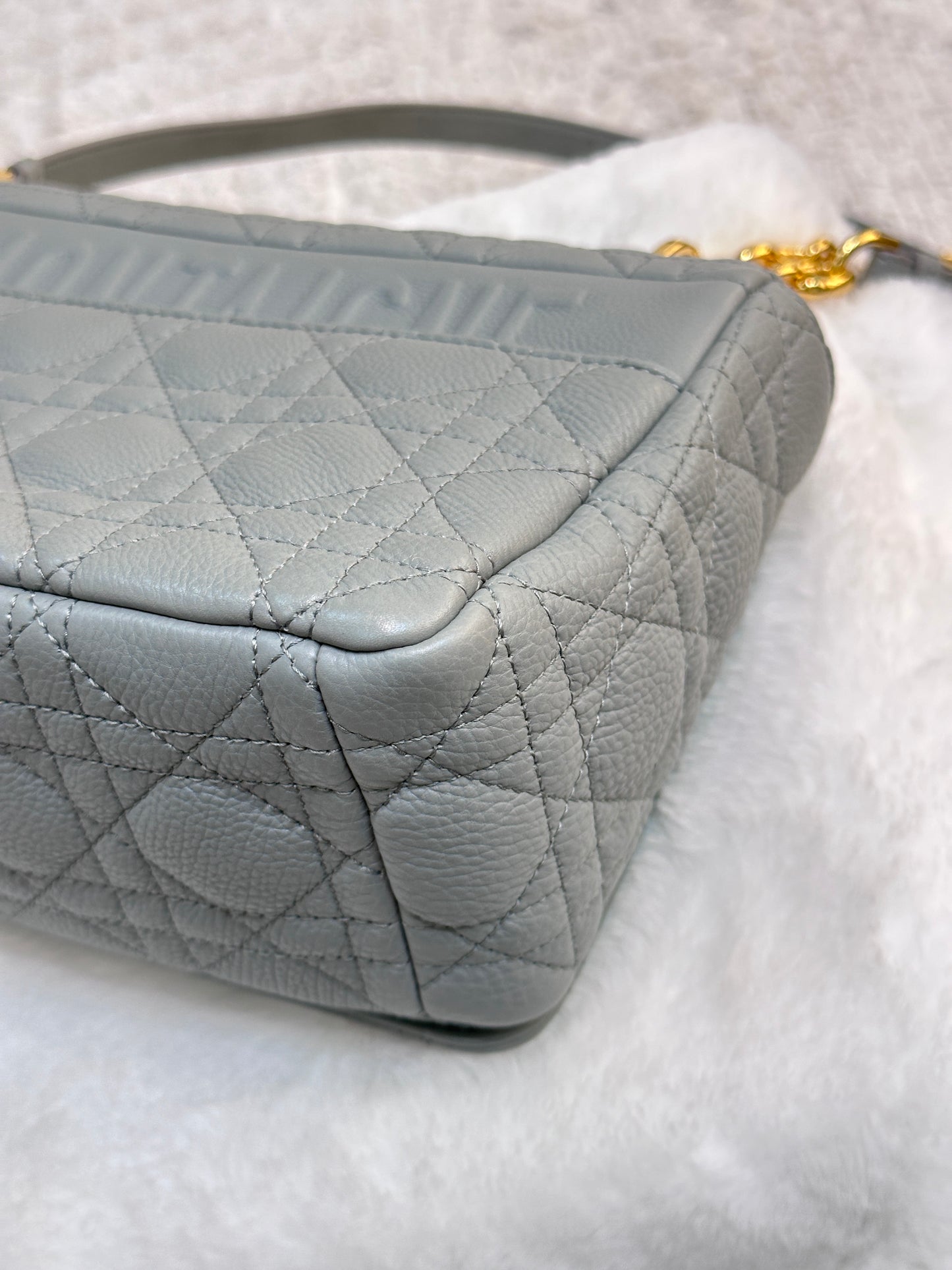 Medium Dior Caro Bag Stone Gray Supple Cannage Calfskin