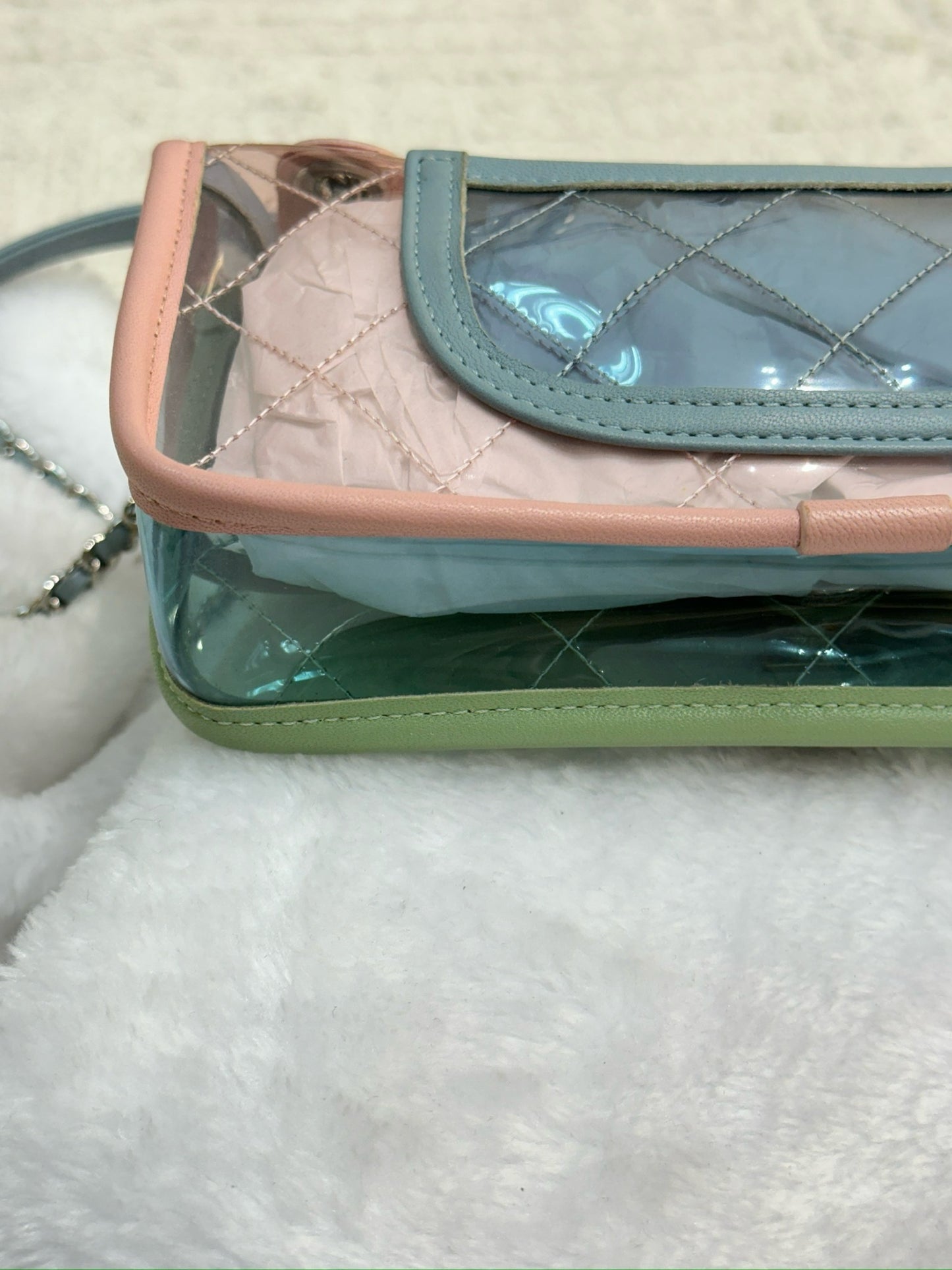 Chanel Mini Coco Splash PVC Flap Bag Pink/Green/Blue Silver Hardware