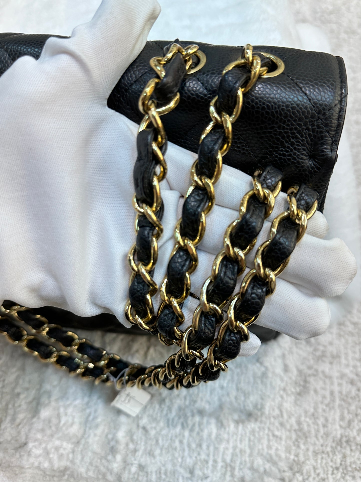 Chanel Vintage Jumbo Single Flap in Black Caviar with 24K Gold Hardware