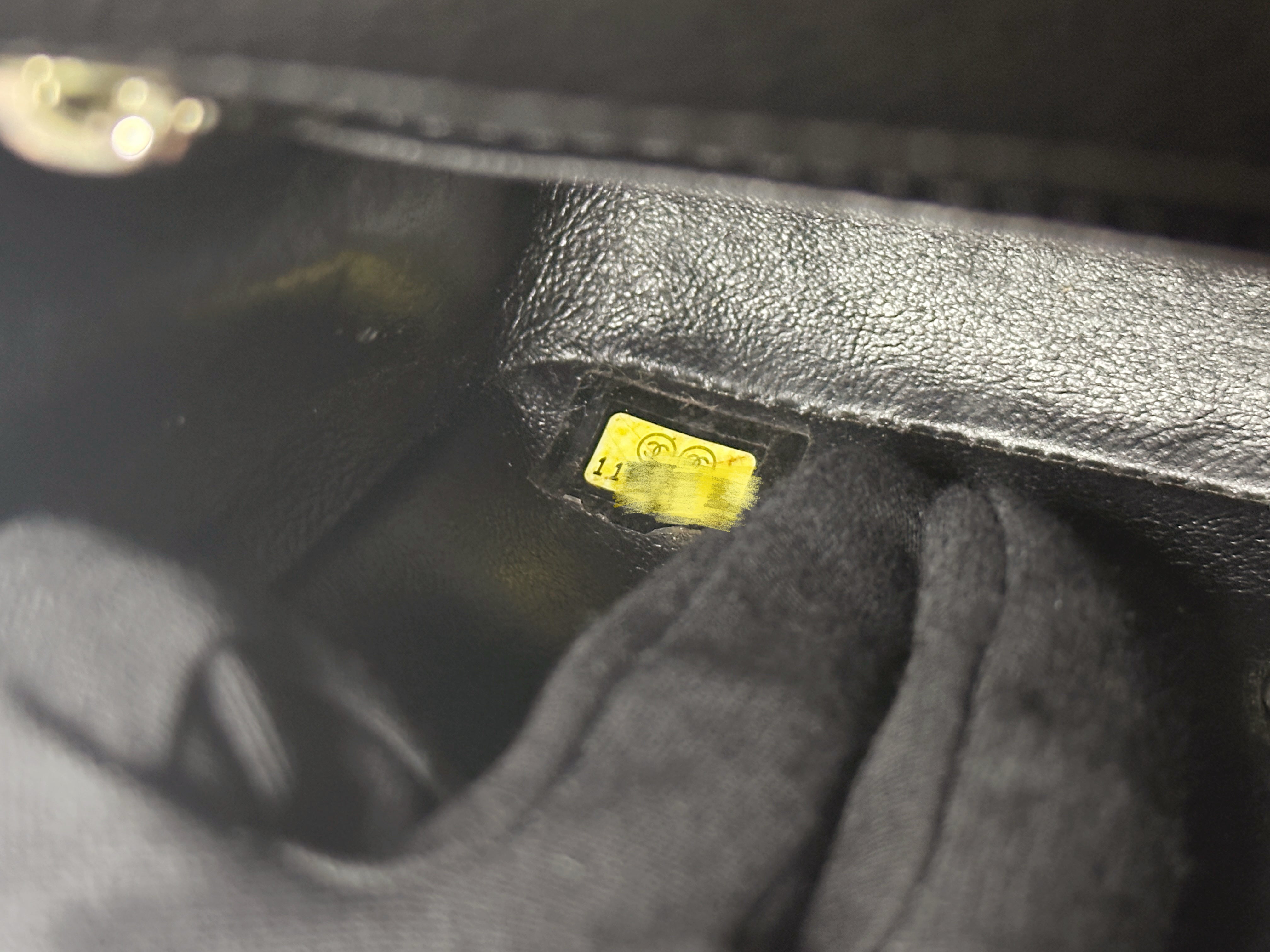 Chanel Mini Square Classic Quilted Caviar Single Flap Bag Black SHW 1184 holo card