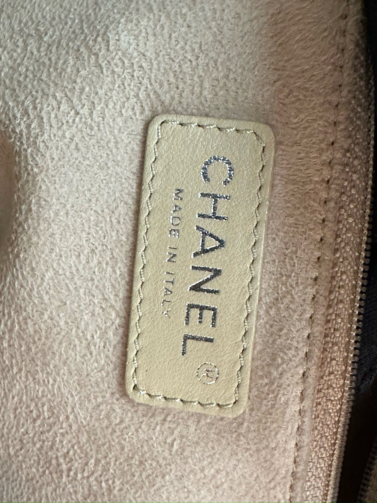 Chanel Small Deauville Caviar Tote Studded Beige 2543 holo card