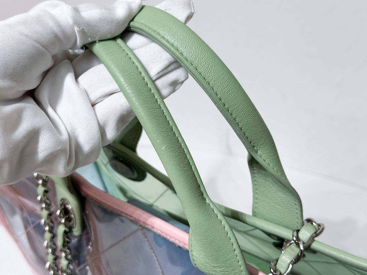 Chanel PVC Green/Pink/Blue Tote bag 2584 holo card