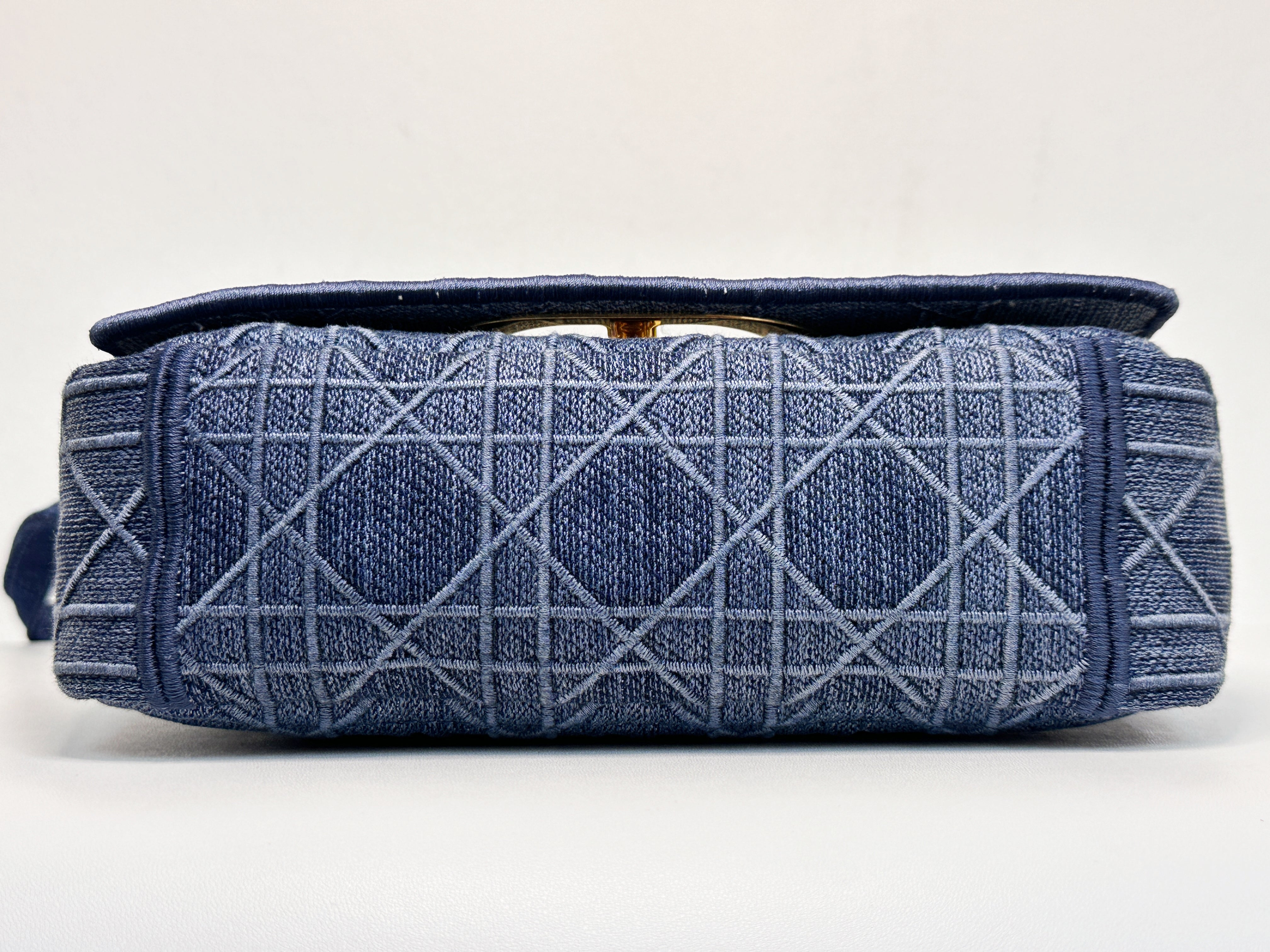 Christian Dior Denim Cannage Small Caro Bag Blue