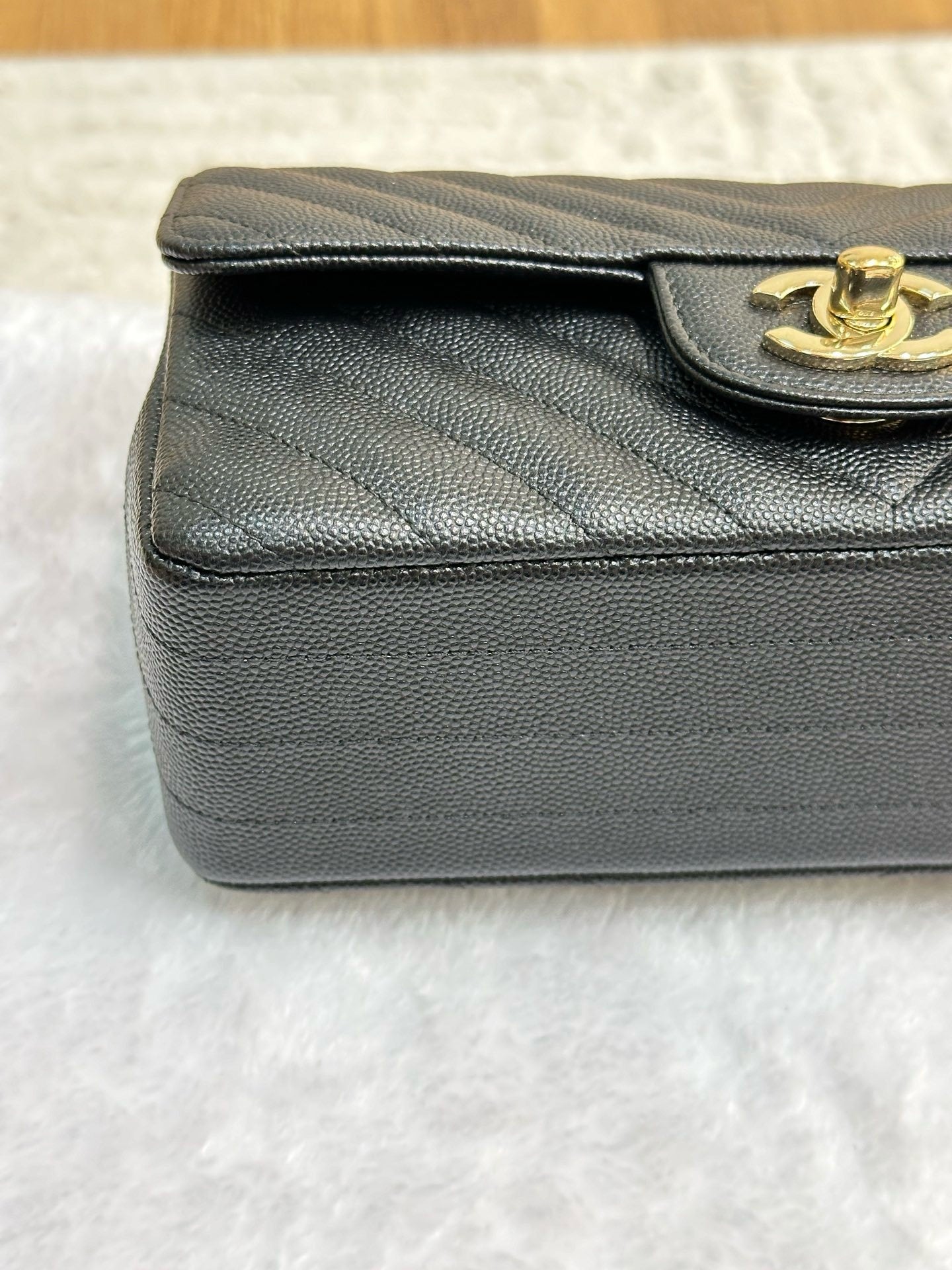 Chanel Mini Chevron Caviar Flap Bag Black GHW