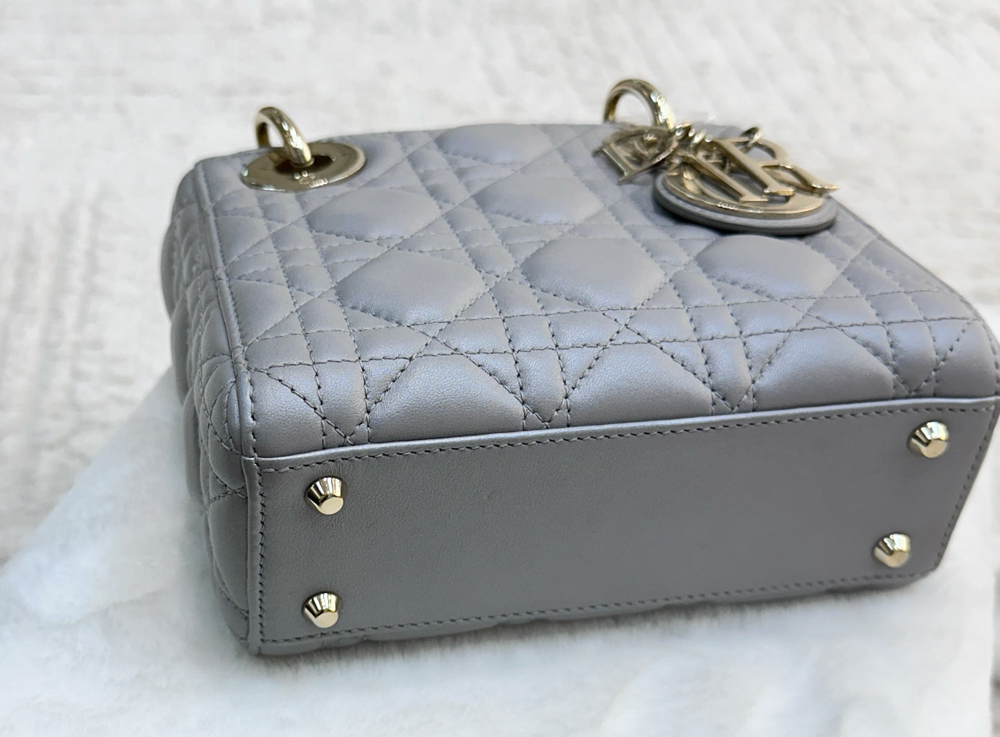 DIOR Mini Lady Dior Pearl Grey GHW