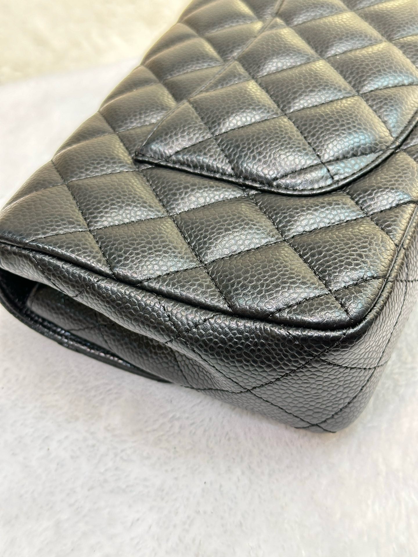 Chanel Caviar East West Flap Bag Black SHW 1186 holo card