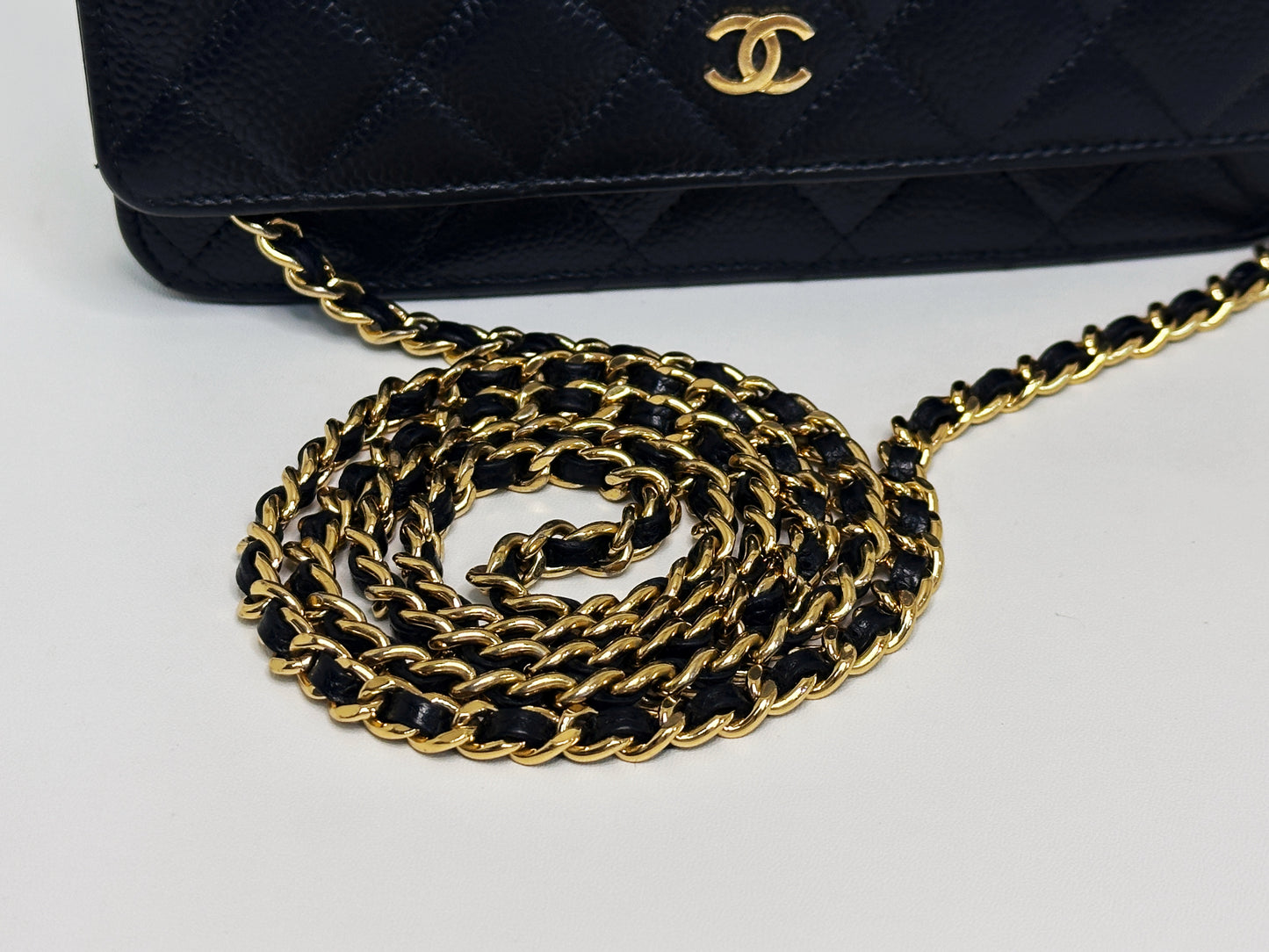 Chanel Classic Wallet on Chain Caviar Black GHW 2859 Holo card