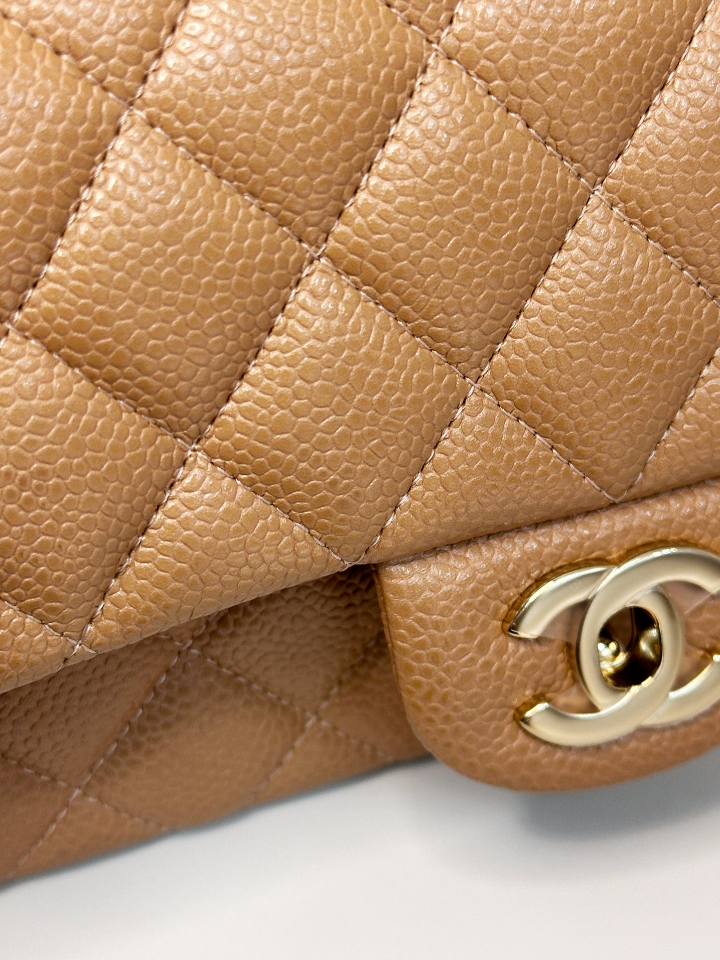 Chanel Classic Mini Rectangular Caviar Dark Beige Bag GHW 259 holo card (corner slightly touch)